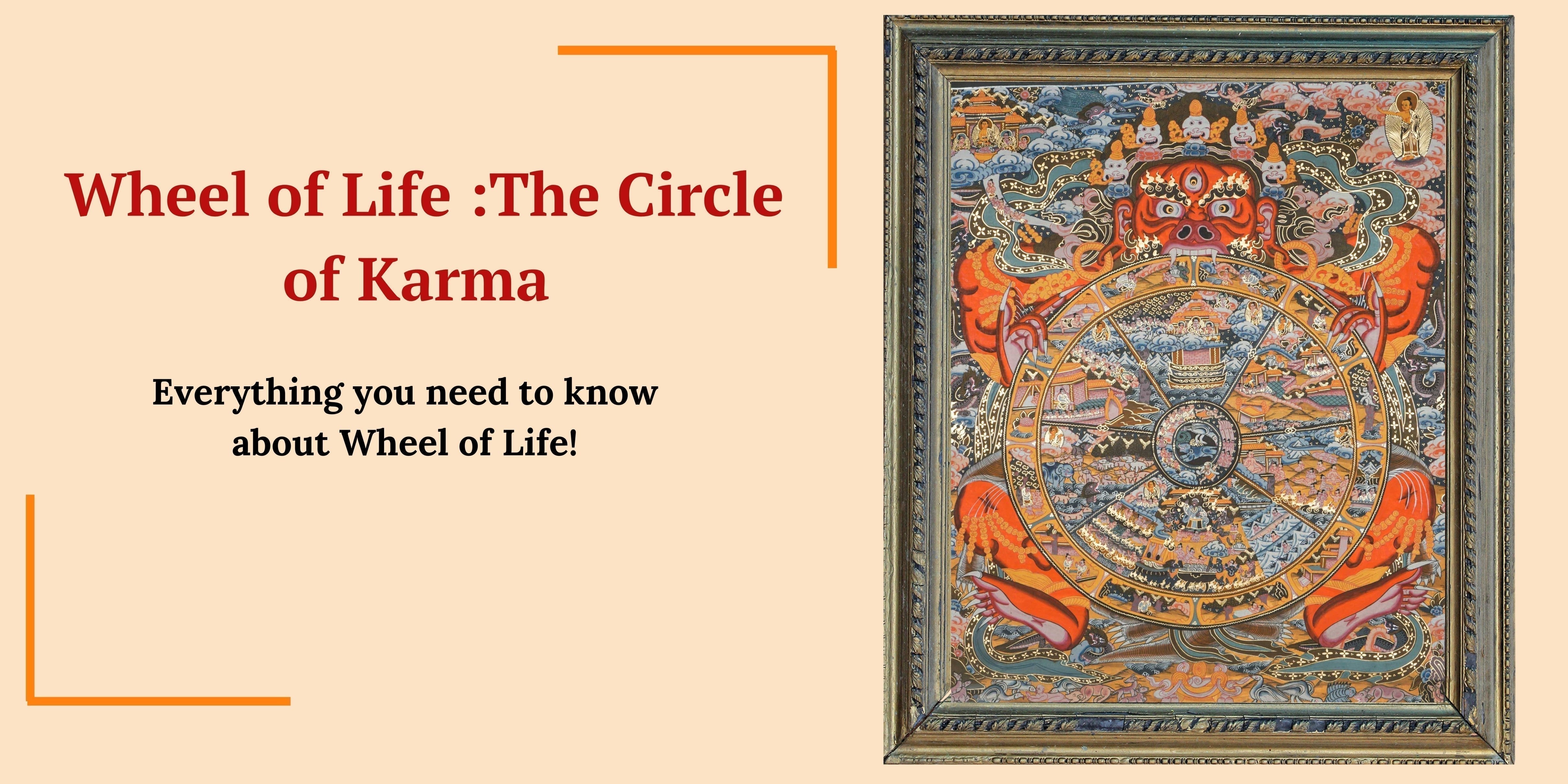 Detail of the Wheel of Life Thangka showcasing the twelve links of dependent origination and the six realms, symbolizing the cyclical nature of existence in Tibetan Buddhist art.