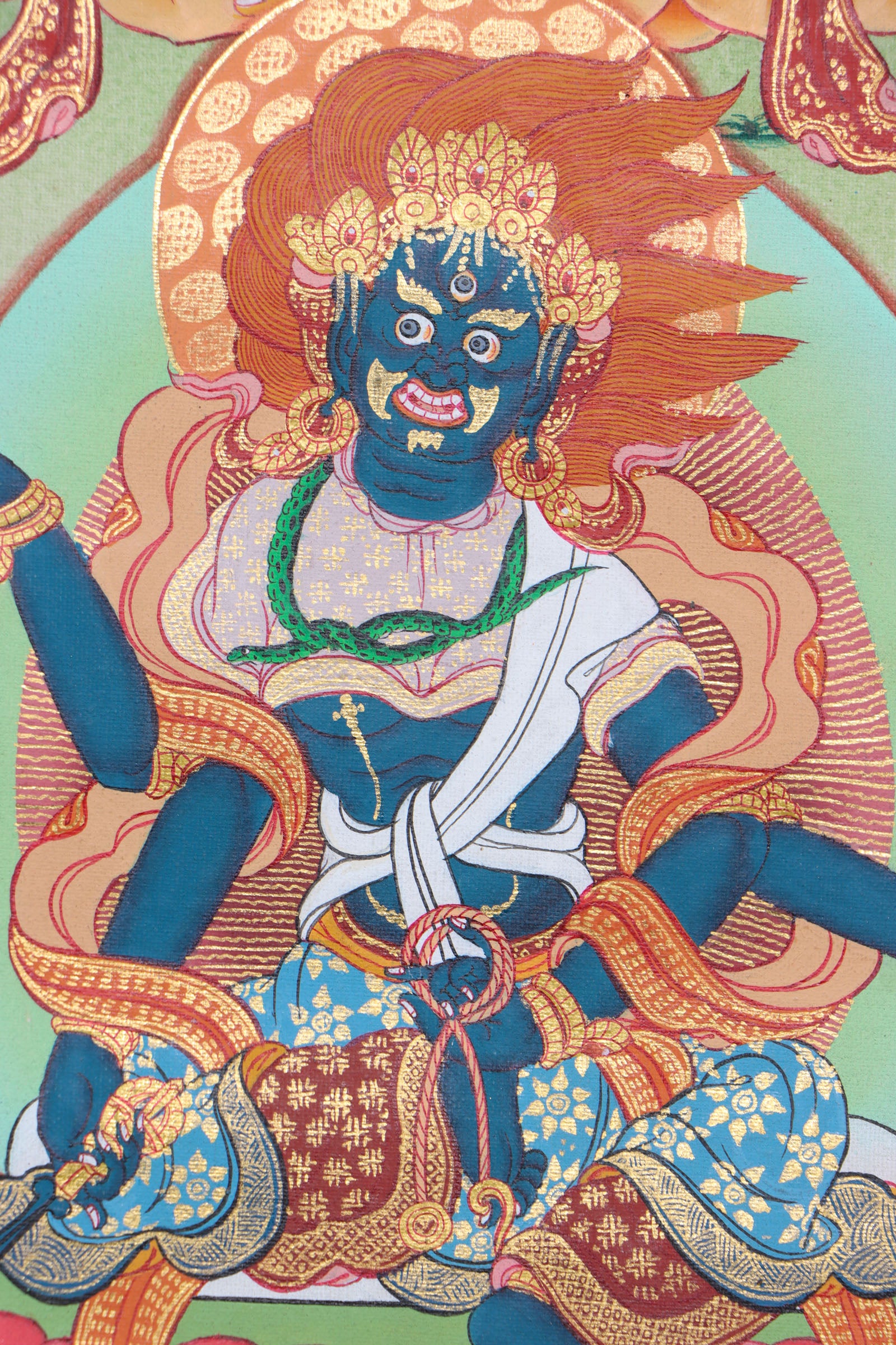 This 21 Tara Thangka is a genuine hand-painted masterpiece that honors the 21 forms of Tara, the compassionate female Bodhisattva known for protection and swift assistance. Rich in spiritual symbolism and crafted with traditional pigments, it serves as a powerful aid for meditation, mantra recitation, and deep devotional practice.