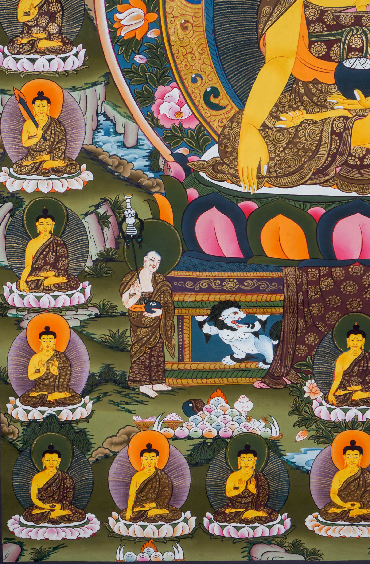 35 Confession Buddha Thangka - a beautifully hand-painted thangka art of 35 buddha in Nepal.