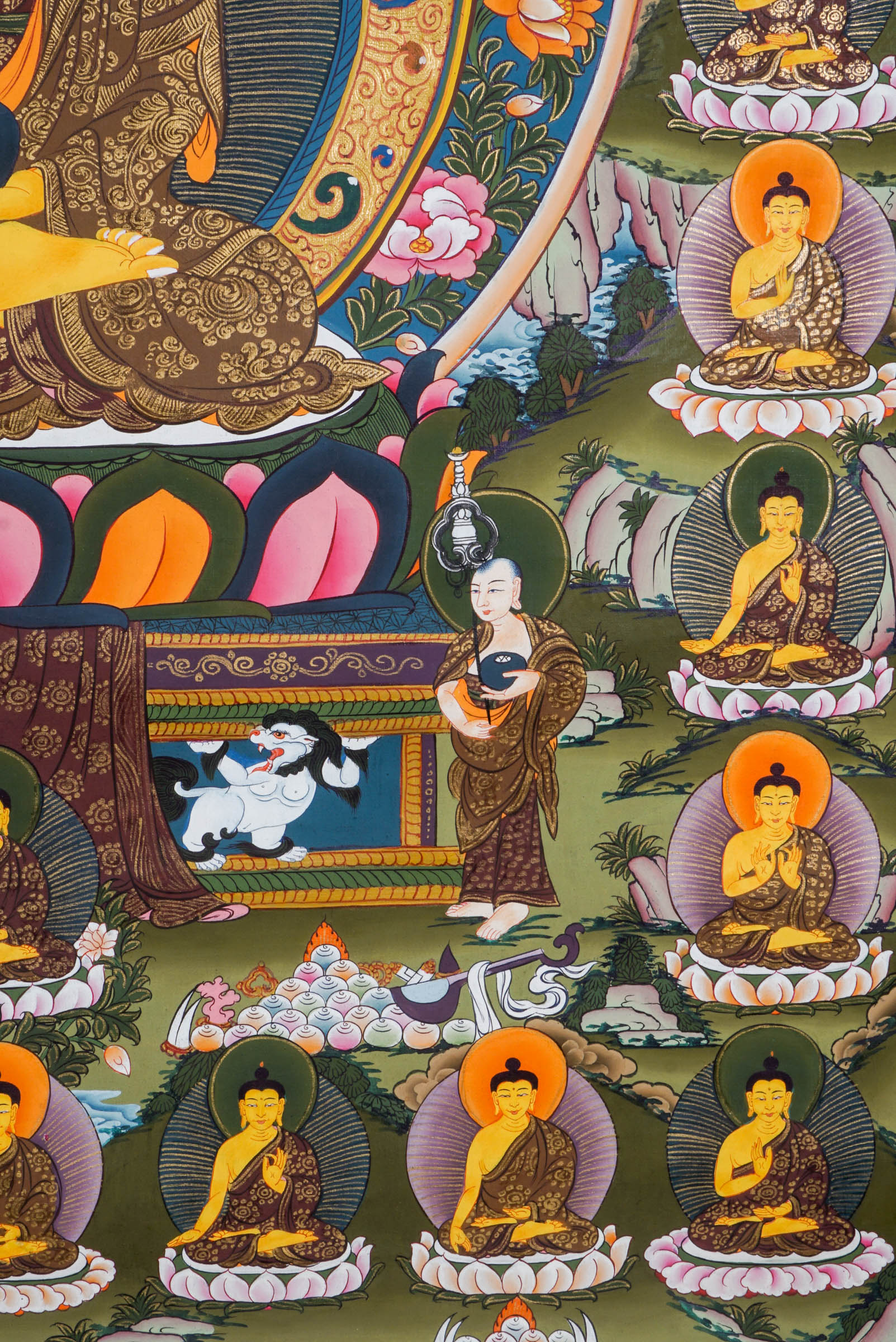 35 Confession Buddha Thangka - a beautifully hand-painted thangka art of 35 buddha in Nepal.