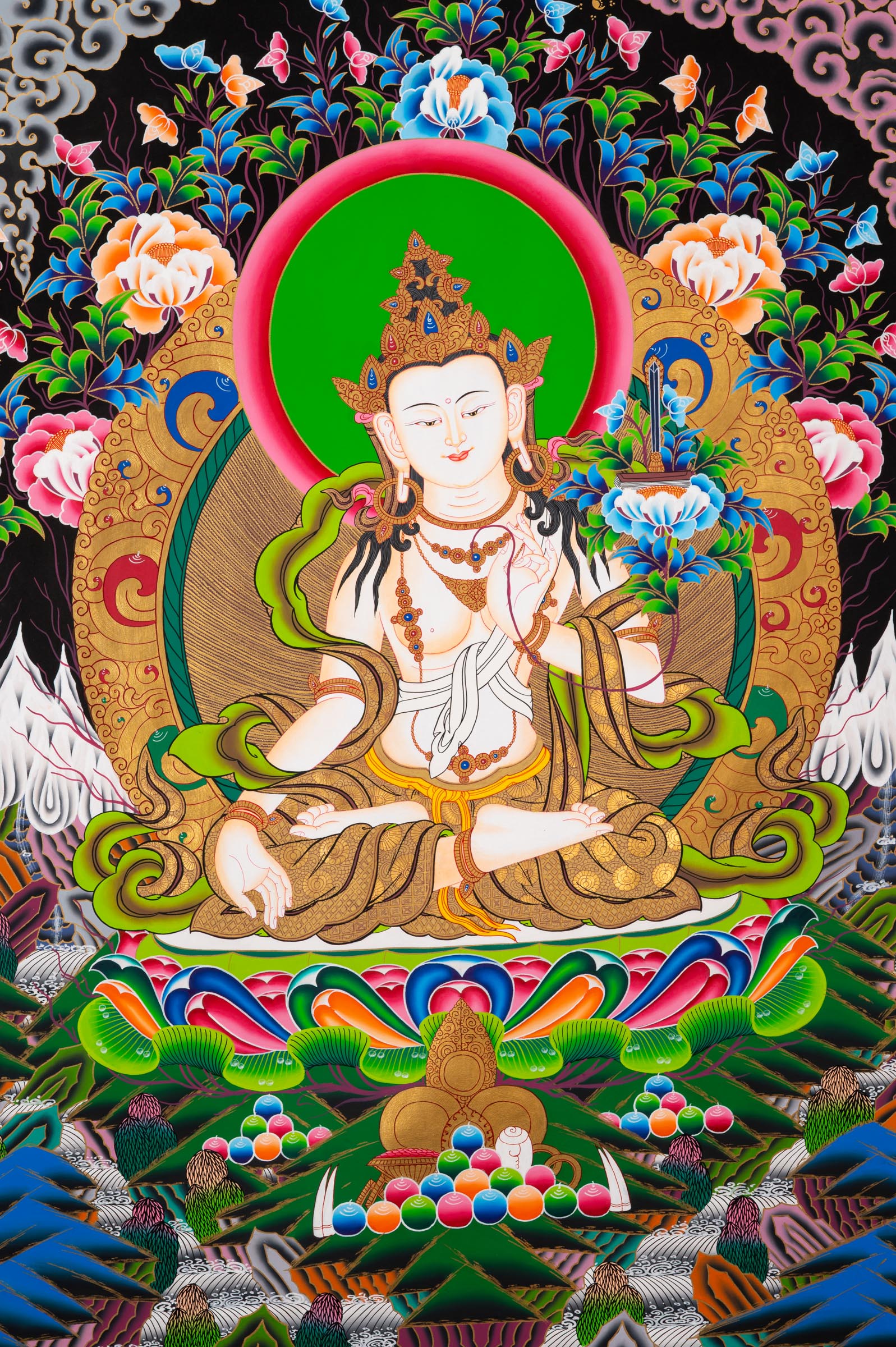 Manjushree (Tesro) Thangka - a meticulously hand-painted artwork