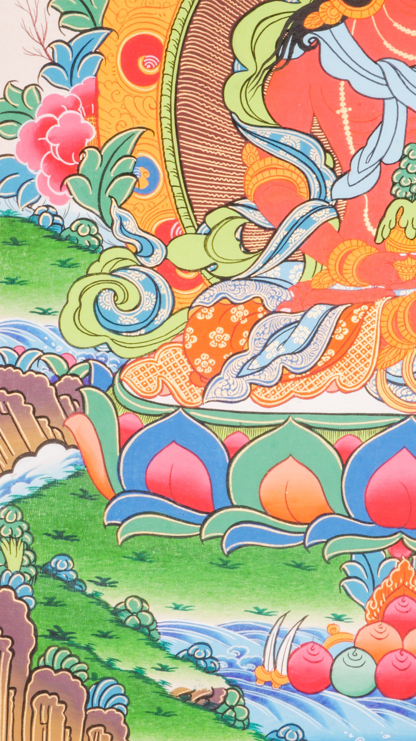 Amitayus Thangka- Exclusive hand-painted art of Amitayus with natural pigments and pure gold.