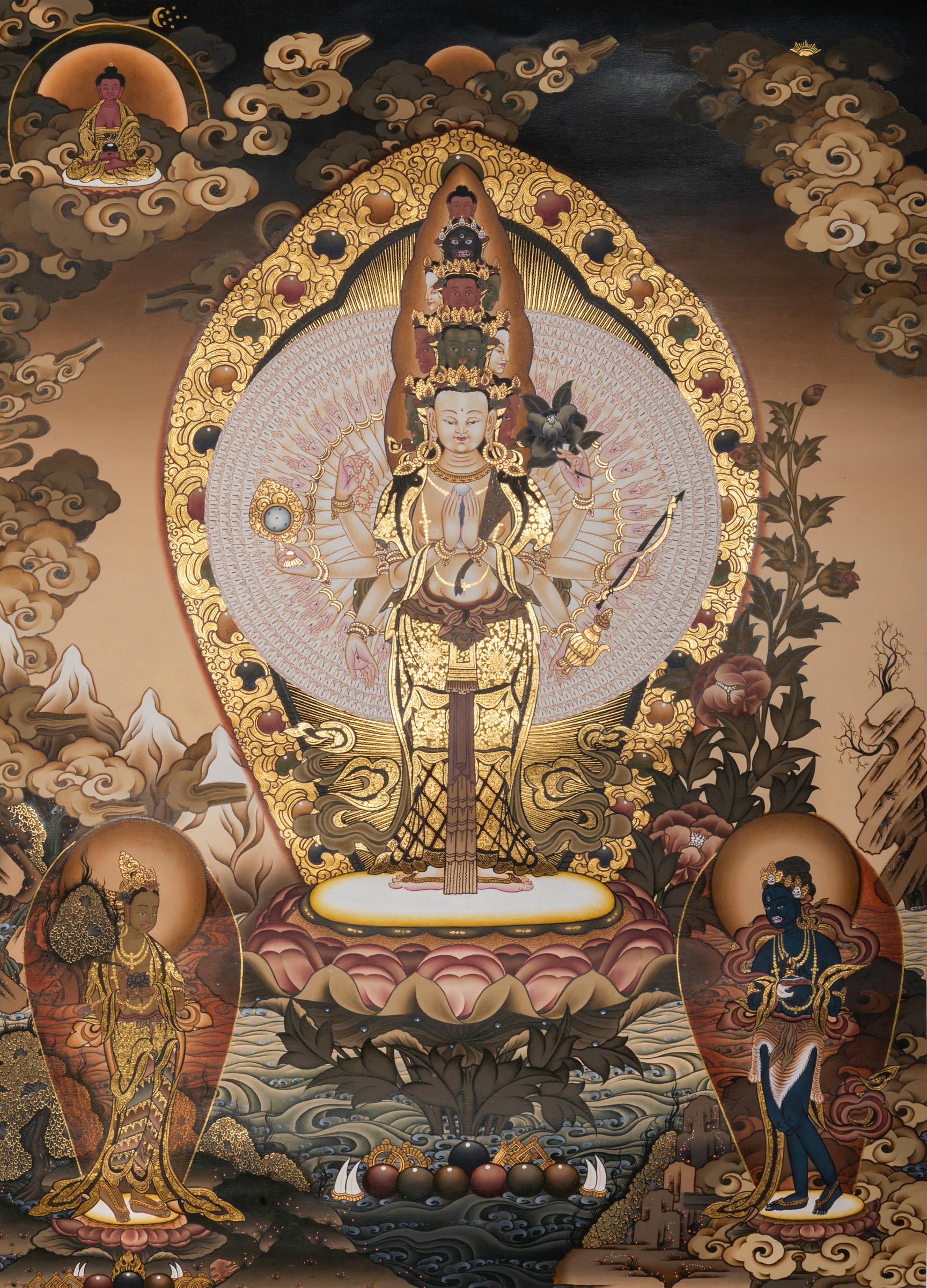 Avalokeshwor Thangka - a hand-painted Buddhist artwork from Nepal