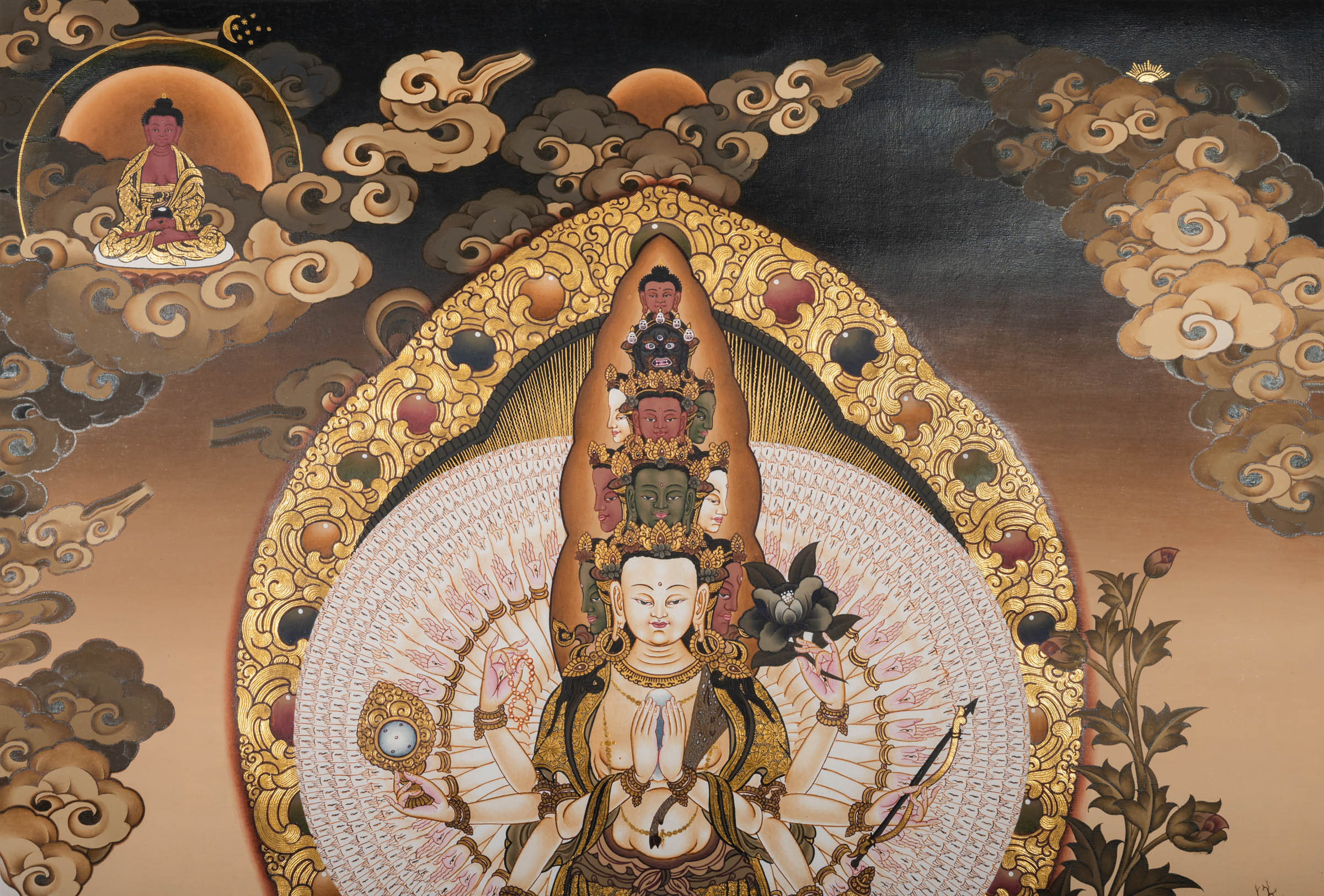 Avalokeshwor Thangka - a hand-painted Buddhist artwork from Nepal