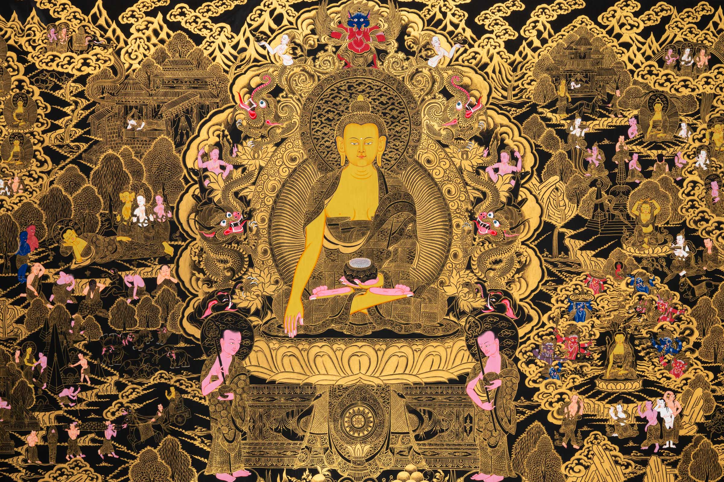 Buddha Life Thangka - a beautifully hand-painted sacred artwork