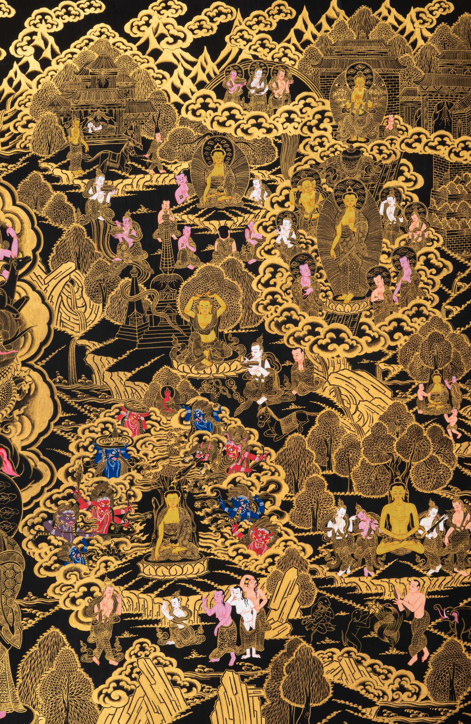 Buddha Life Thangka - a beautifully hand-painted sacred artwork