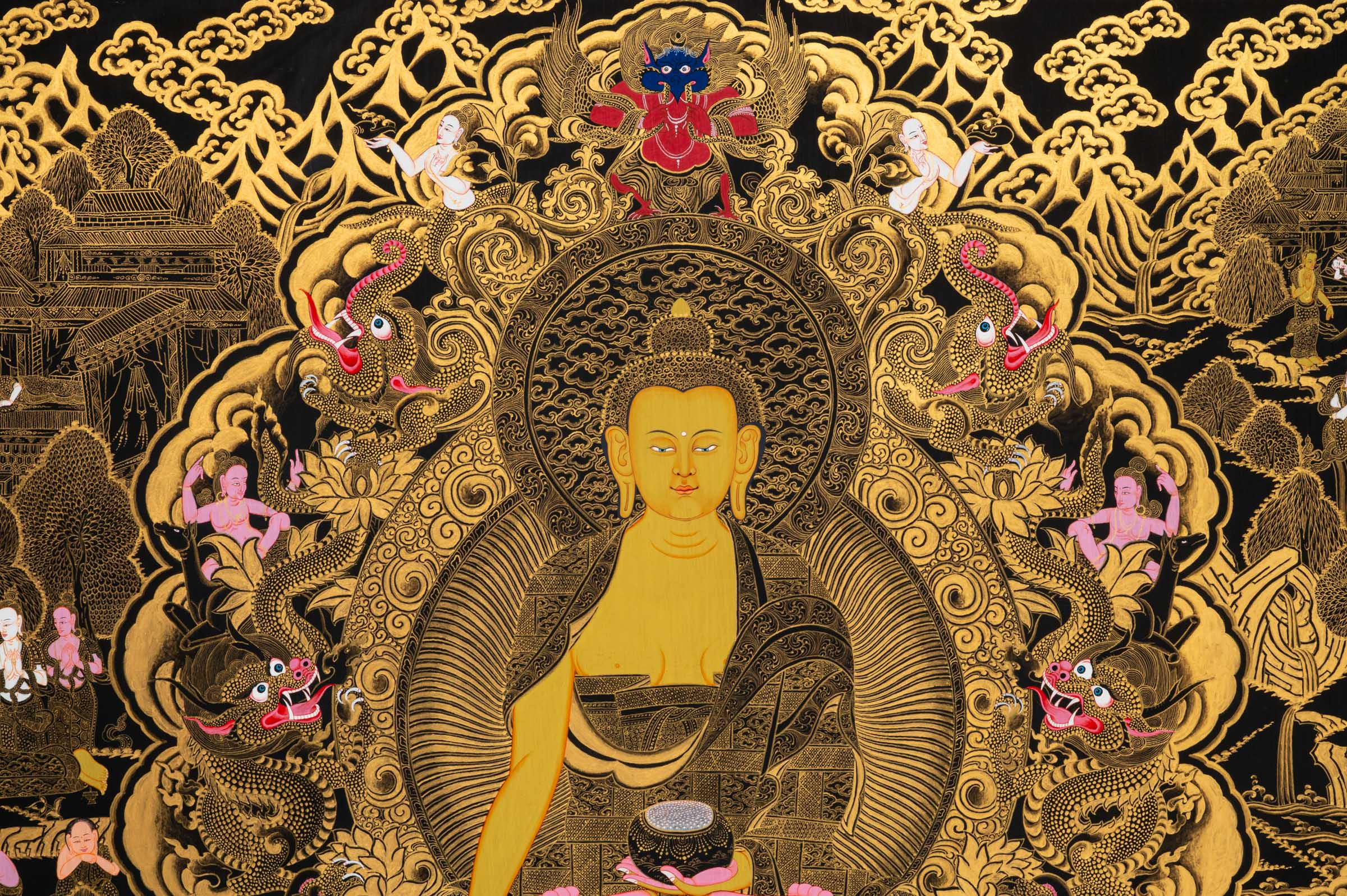 Buddha Life Thangka - a beautifully hand-painted sacred artwork
