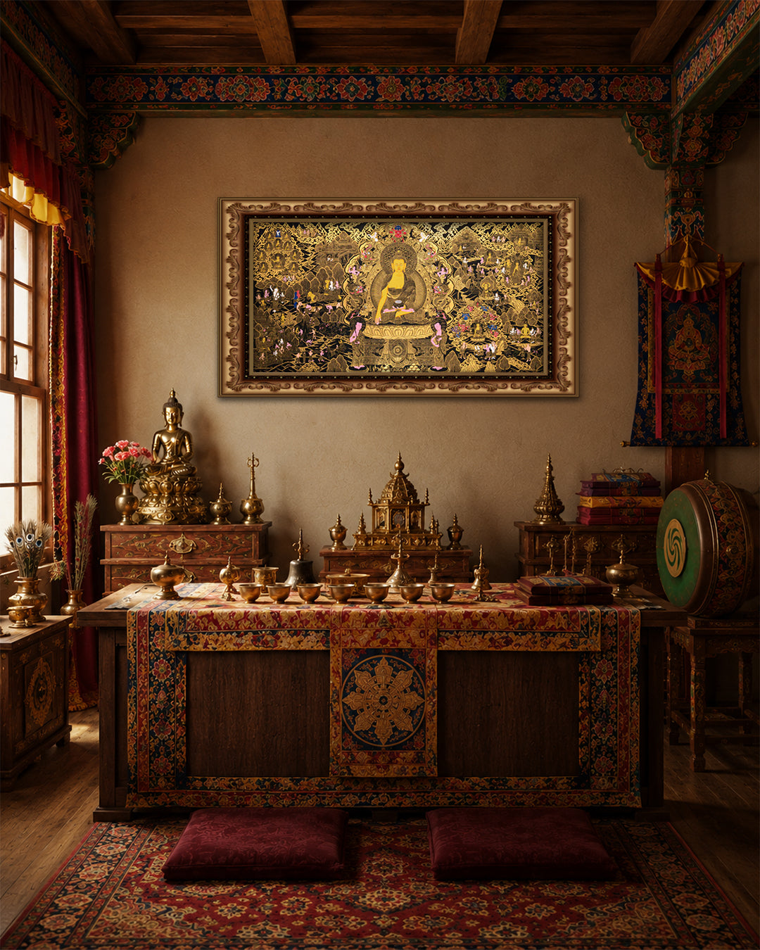 Buddha Life Thangka Art Wall Hanging