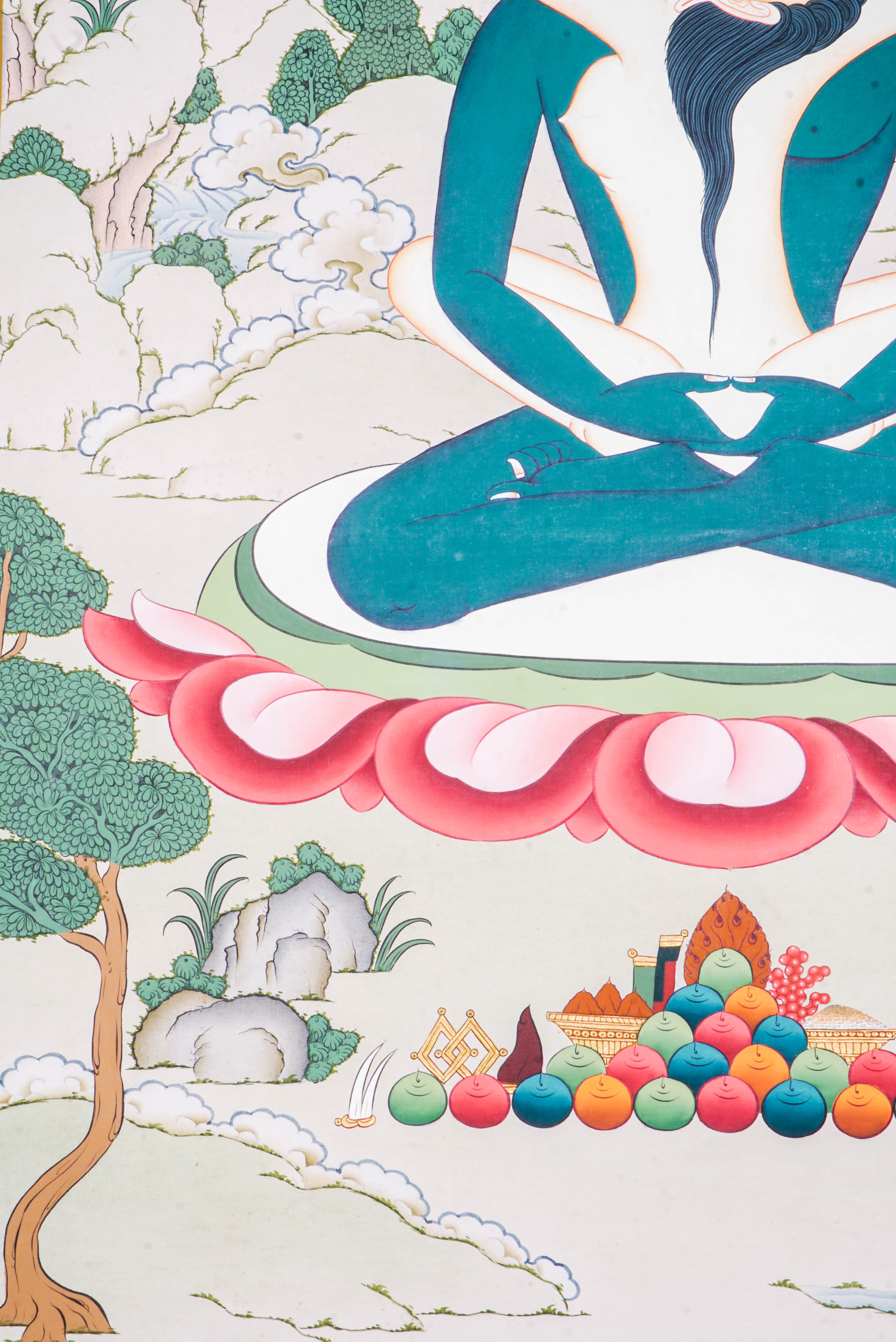 The Buddha Shakti Thangka Painting symbolizes the union of wisdom and energy in Tibetan Buddhism, blending feminine strength with enlightened compassion. Hand-painted by skilled Tibetan artisans using natural pigments, this vibrant Thangka inspires balance, spiritual growth, and harmony, making it a powerful addition to any meditation space or home.