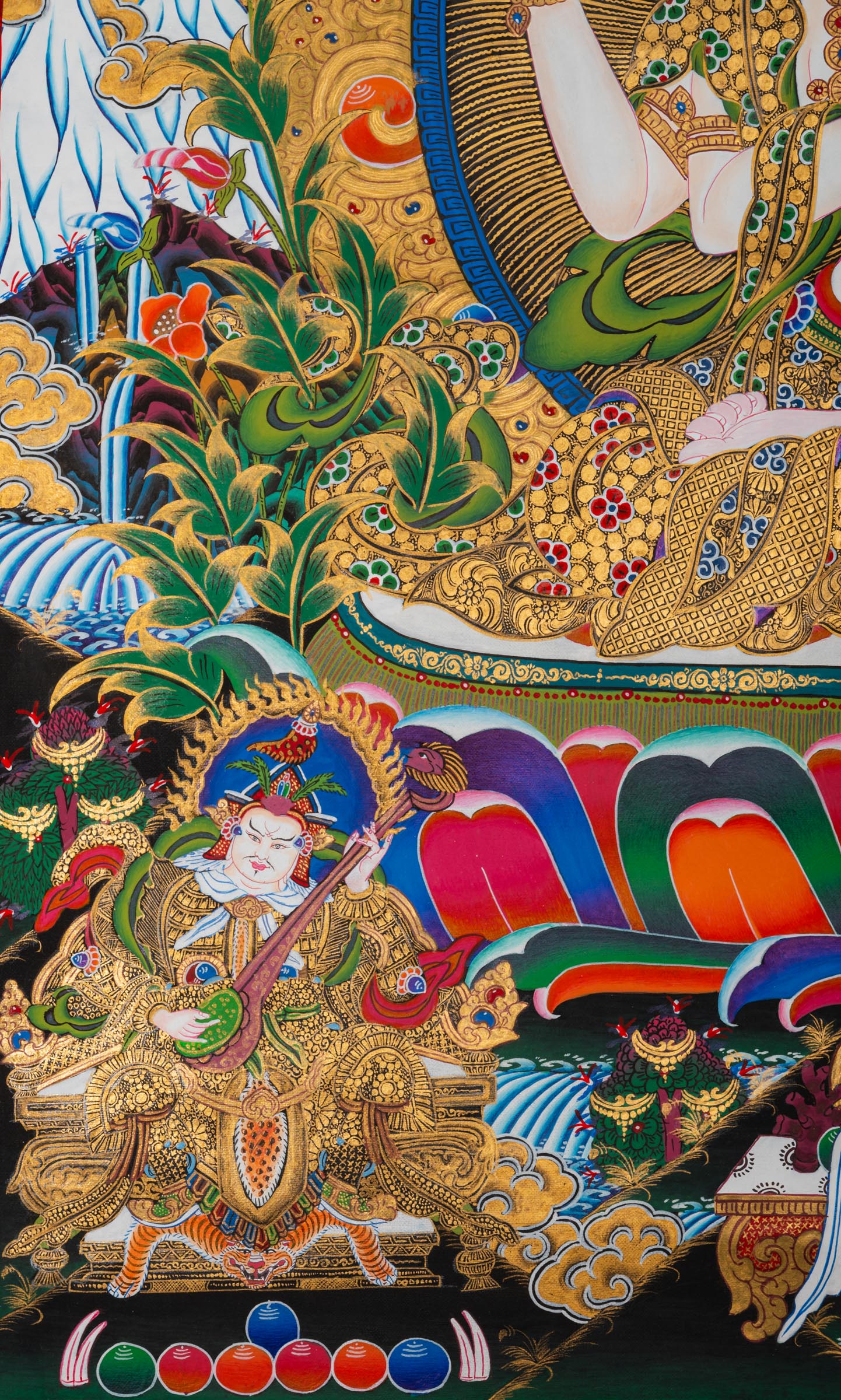 Sacred Chenrezig Thangka painting, symbol of compassion and peace. Ideal for meditation, healing spaces, and spiritual inspiration.