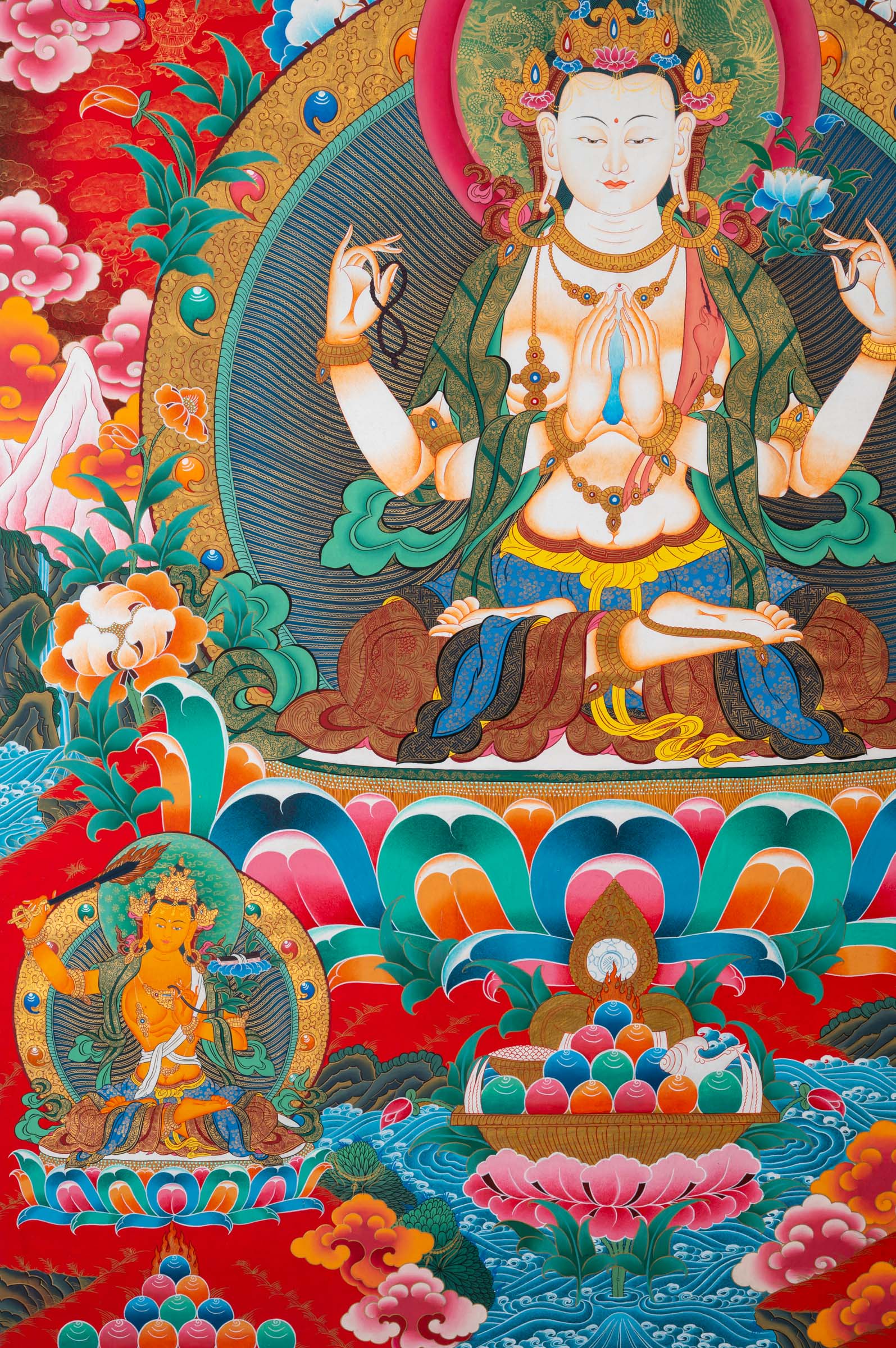 Chenrezig Thangka - a traditional hand-painted artwork