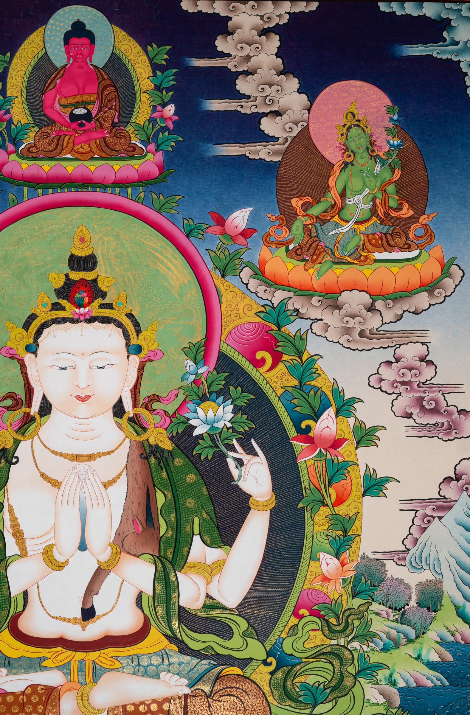 This Chenrezig Thangka - a hand-painted artwork