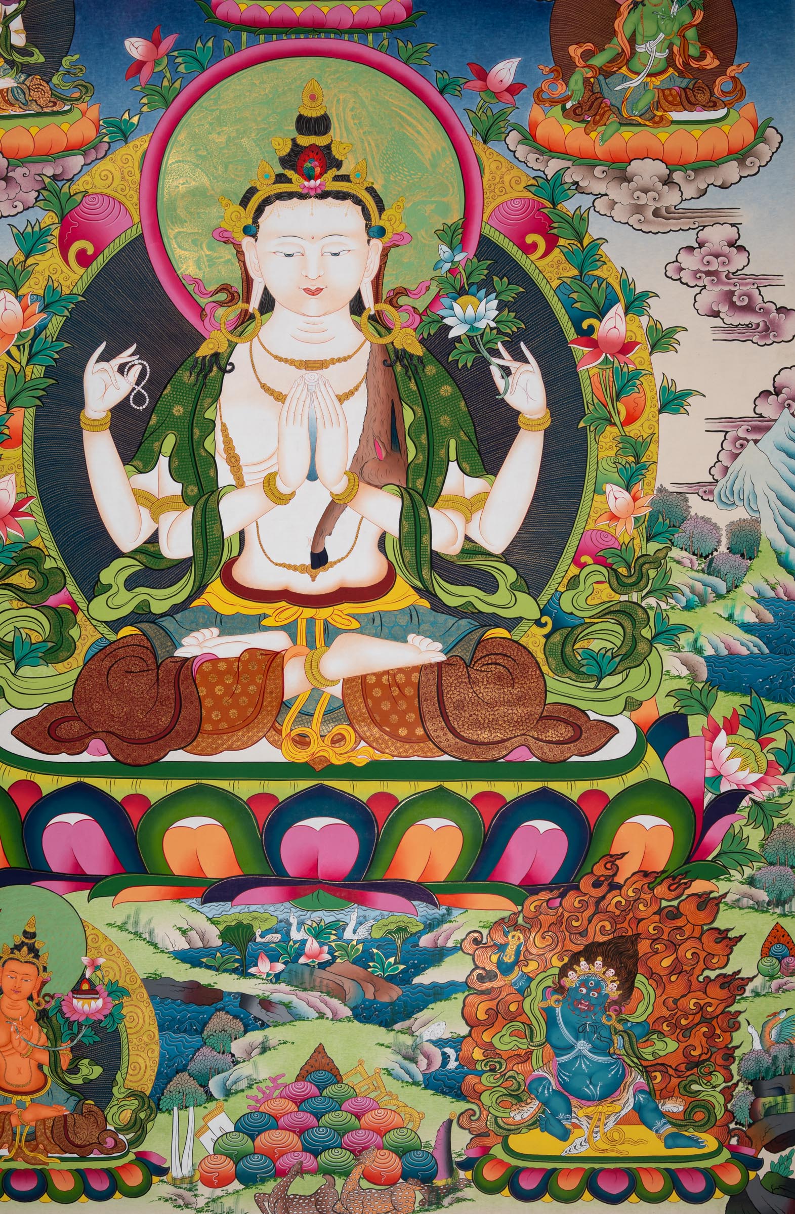 This Chenrezig Thangka - a hand-painted artwork