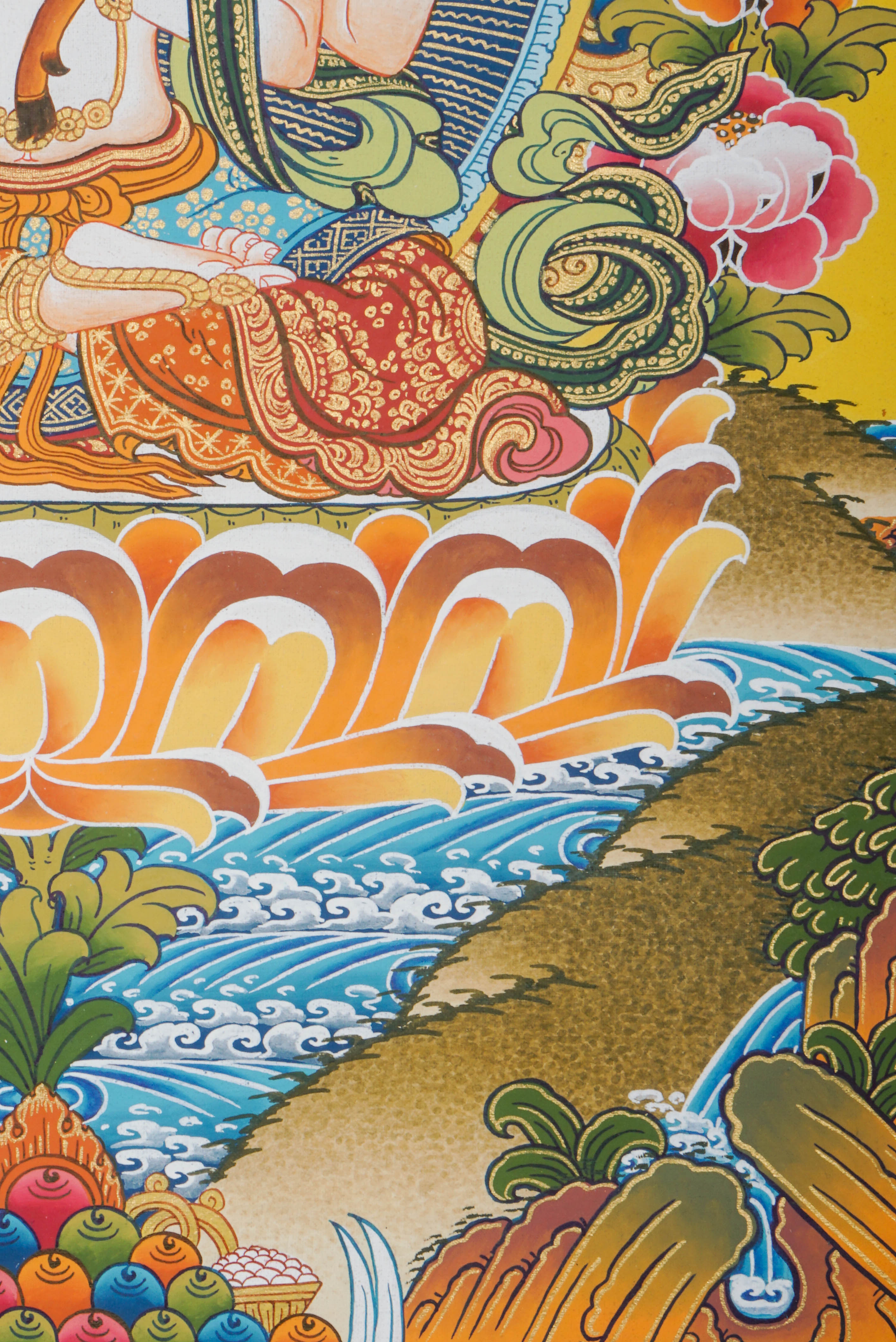 Chengresi Thangka Painting features Chenrezig (Avalokiteshvara), the Tibetan Buddhist Bodhisattva of Compassion, symbolizing unconditional love and kindness. Hand-painted by skilled Tibetan artisans using natural pigments, this authentic Thangka embodies mindfulness, spiritual healing, and meditation.