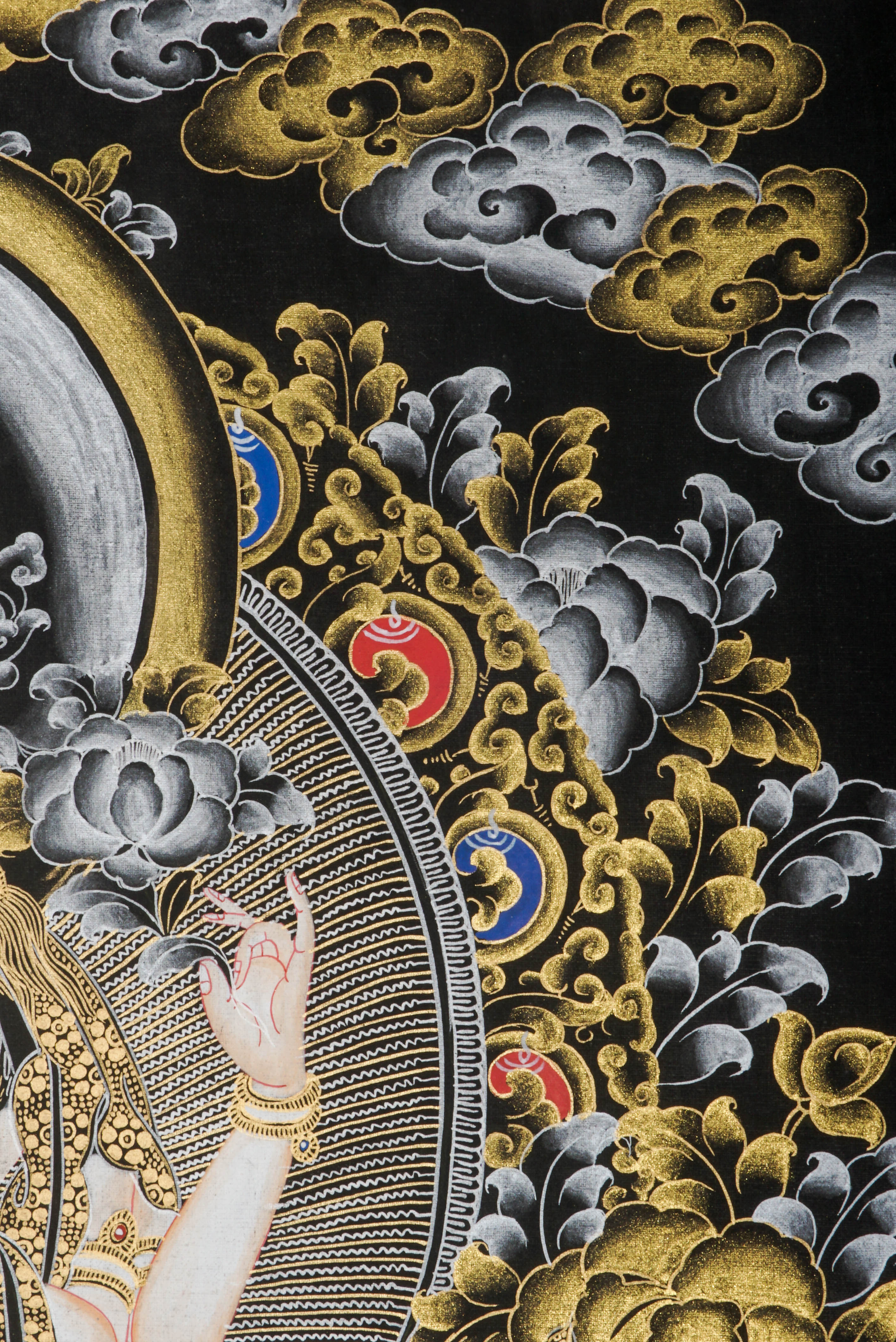 This genuine Tibetan Chenrezig Thangka, hand-painted with natural pigments, radiates compassion and serenity—perfect for inviting peace and loving energy into your space.