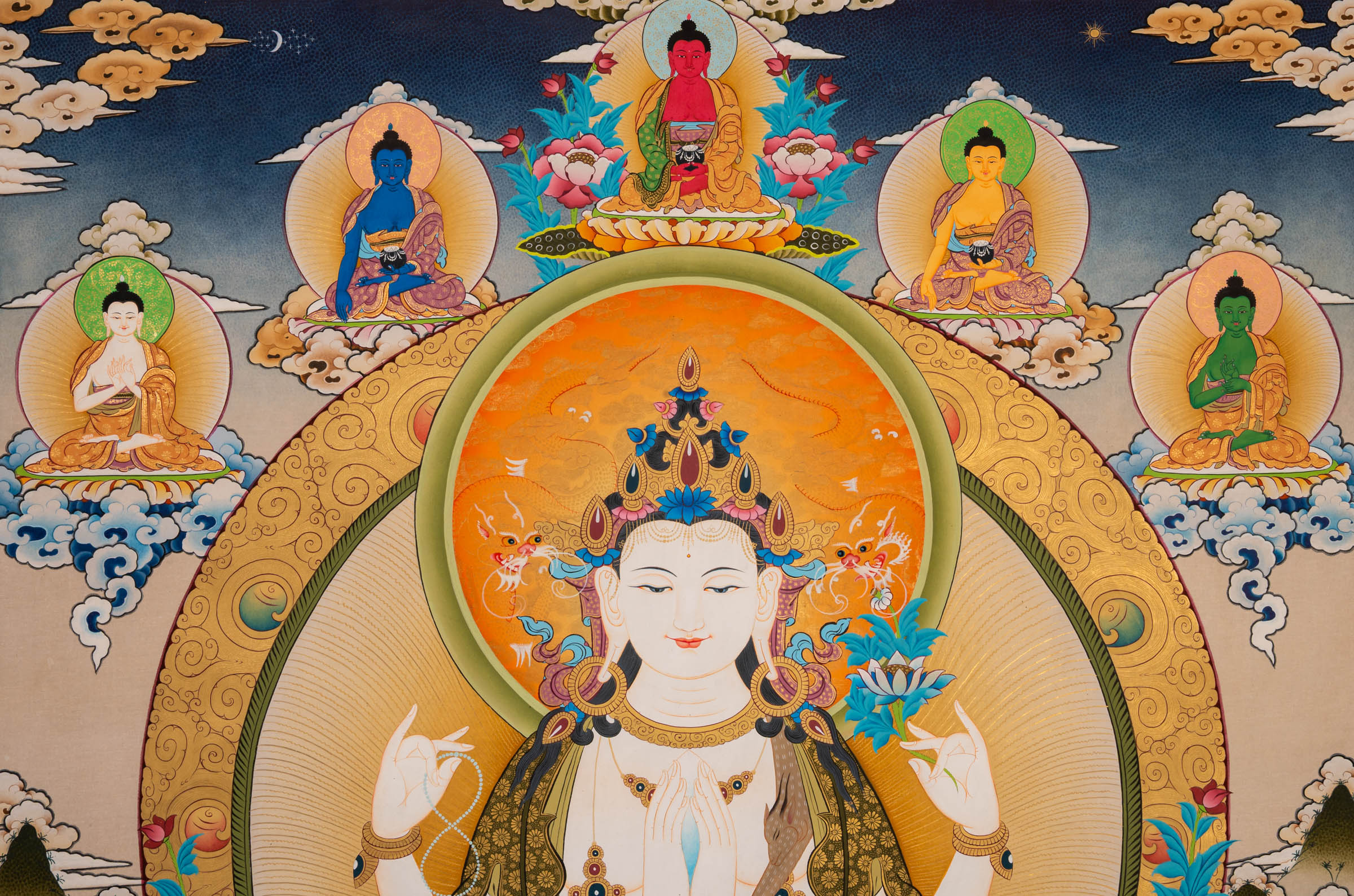 Chenrezig Thangka - a beautifully hand-painted artwork