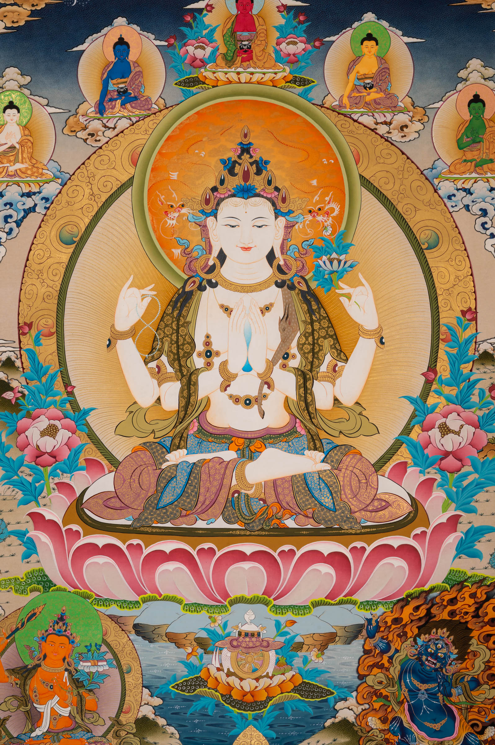 Chenrezig Thangka - a beautifully hand-painted artwork