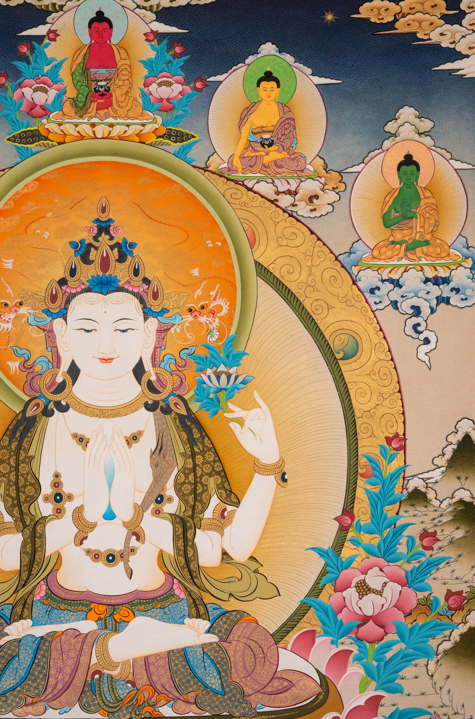 Chenrezig Thangka - a beautifully hand-painted artwork