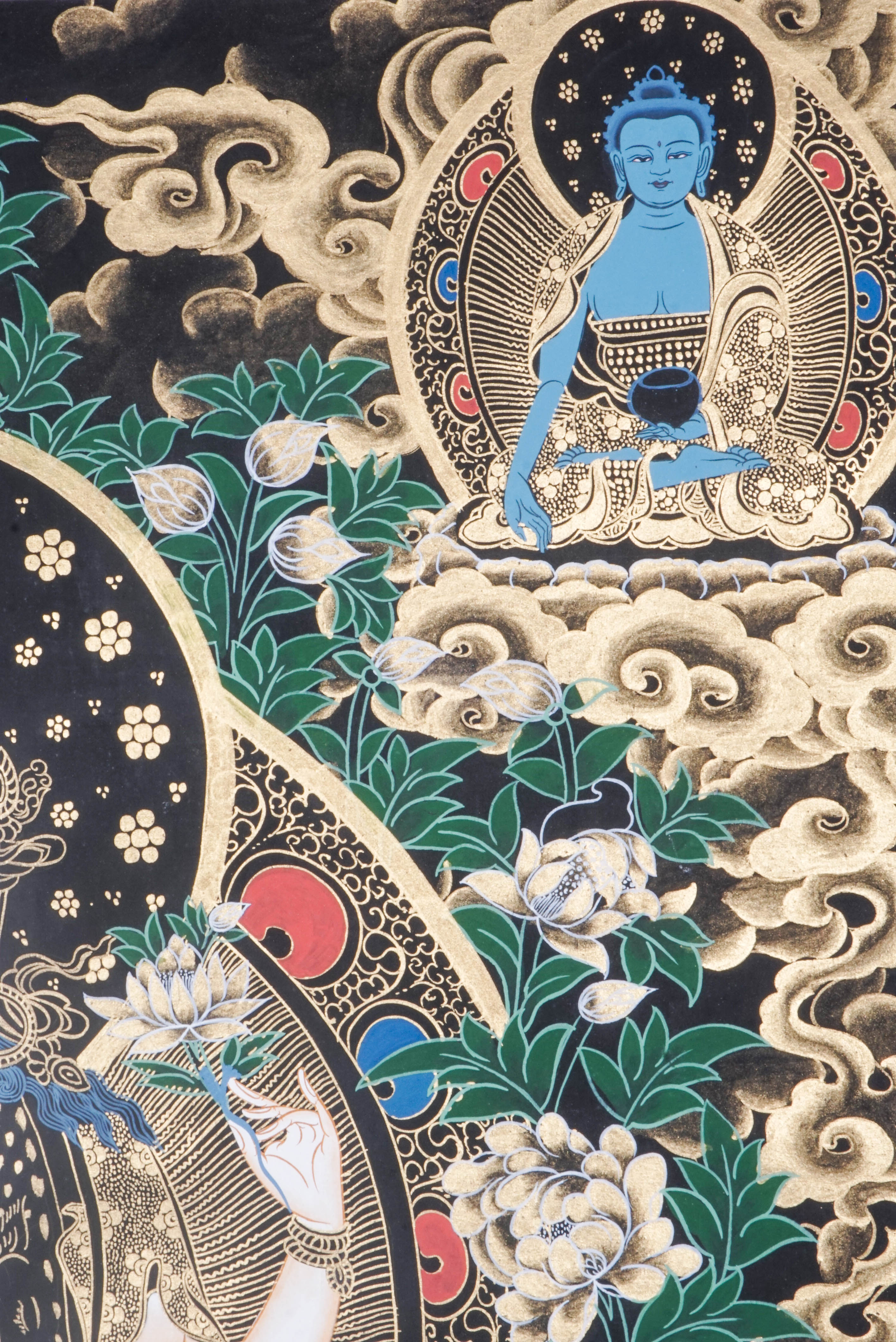 This genuine Chenrezig Thangka embodies the essence of compassion, hand-painted with natural mineral pigments by skilled artisans. A sacred symbol of serenity and Tibetan heritage, it's perfect for meditation, home decor, or meaningful gifting.