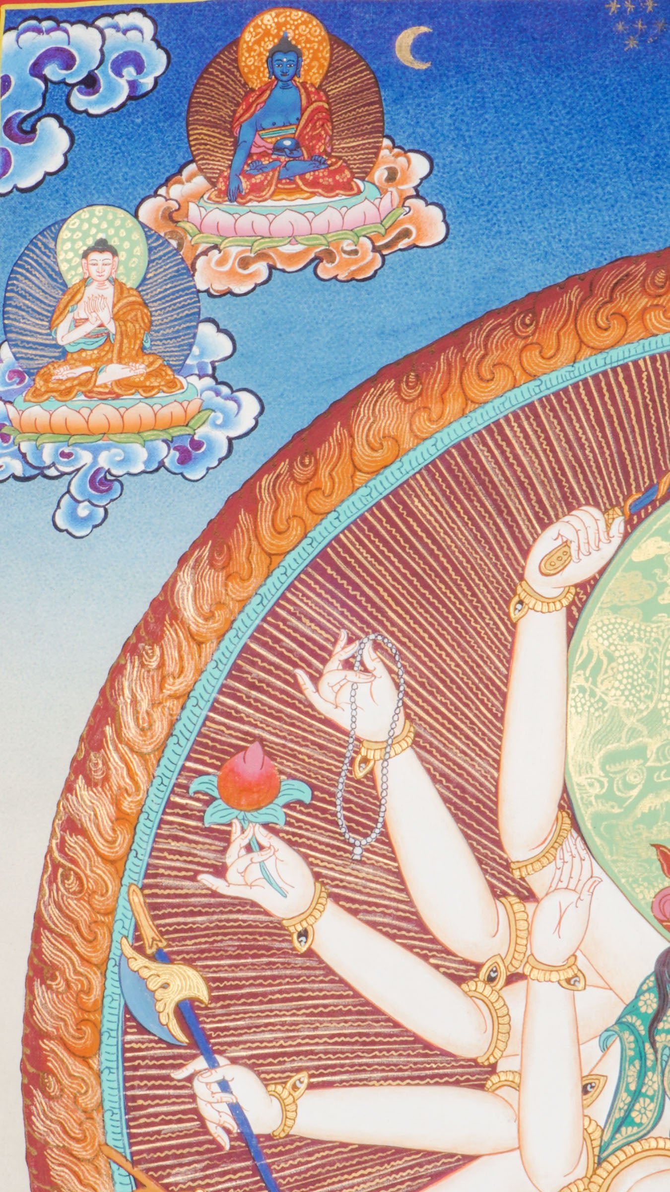Chundi Bodhisattva Thangka -  a meticulously crafted Tibetan artwork created in Nepal.