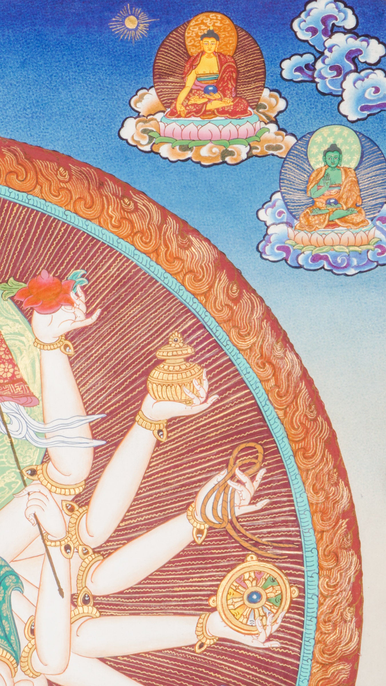 Chundi Bodhisattva Thangka -  a meticulously crafted Tibetan artwork created in Nepal.