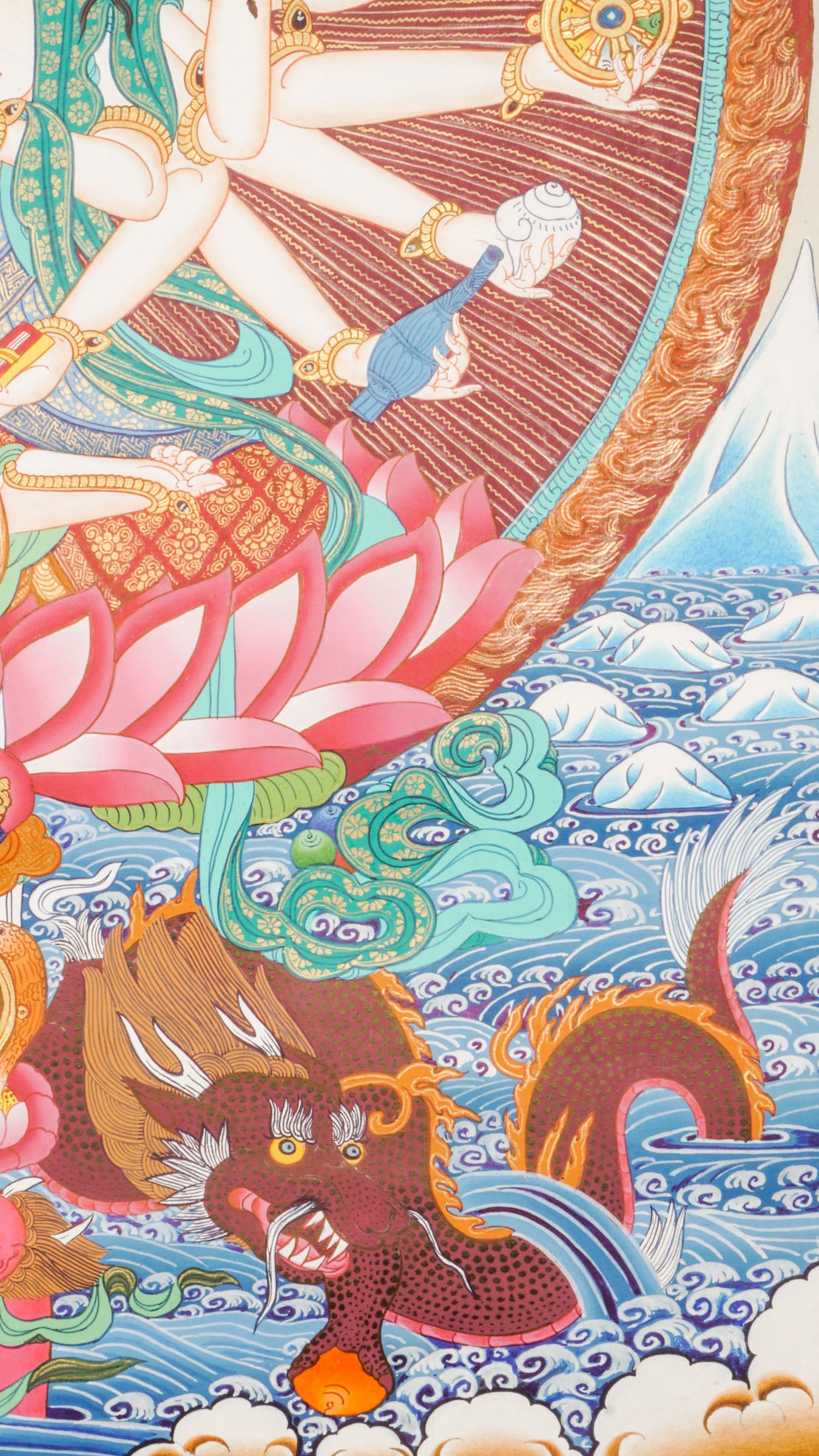 Chundi Bodhisattva Thangka -  a meticulously crafted Tibetan artwork created in Nepal.