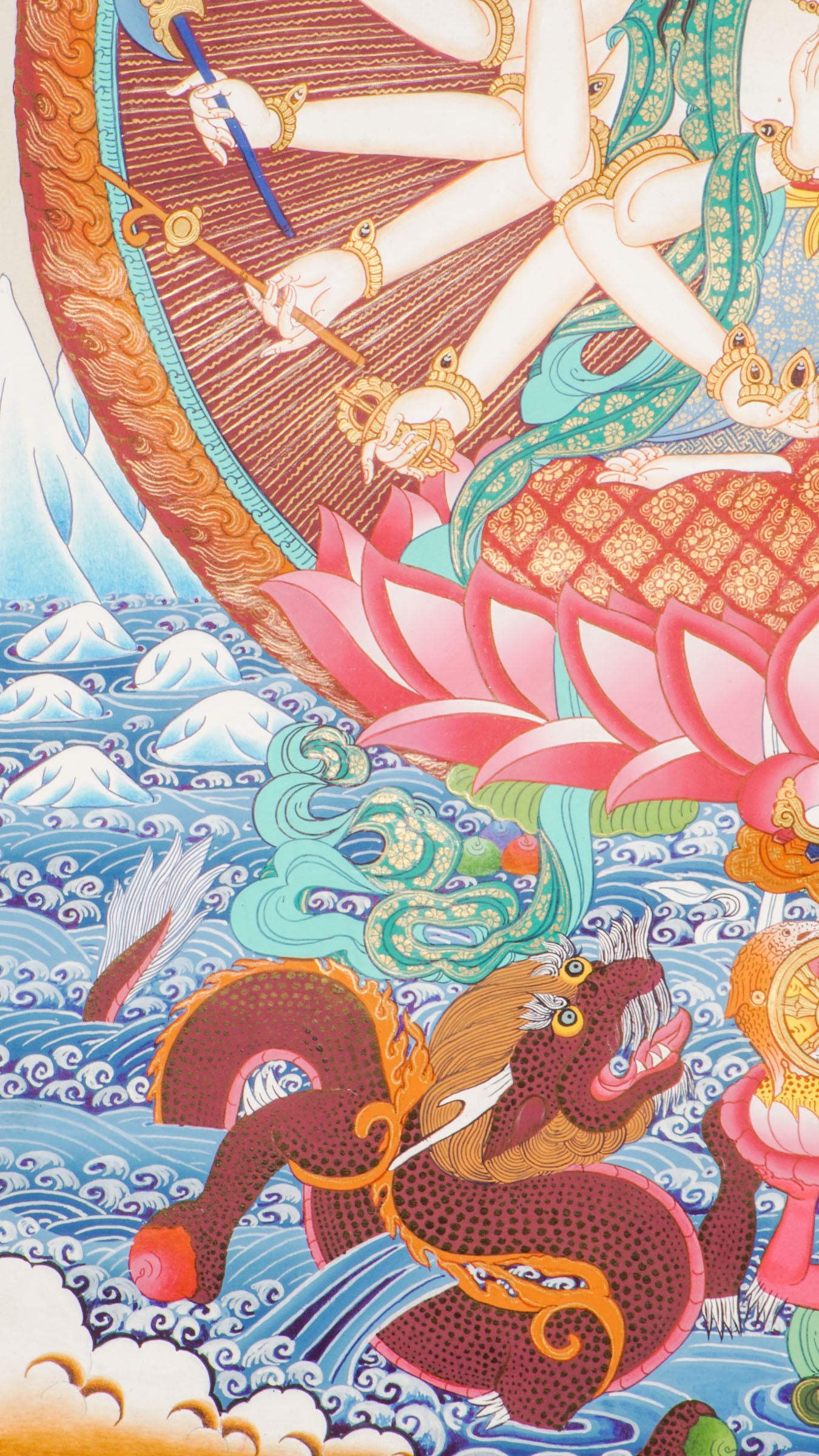 Chundi Bodhisattva Thangka -  a meticulously crafted Tibetan artwork created in Nepal.