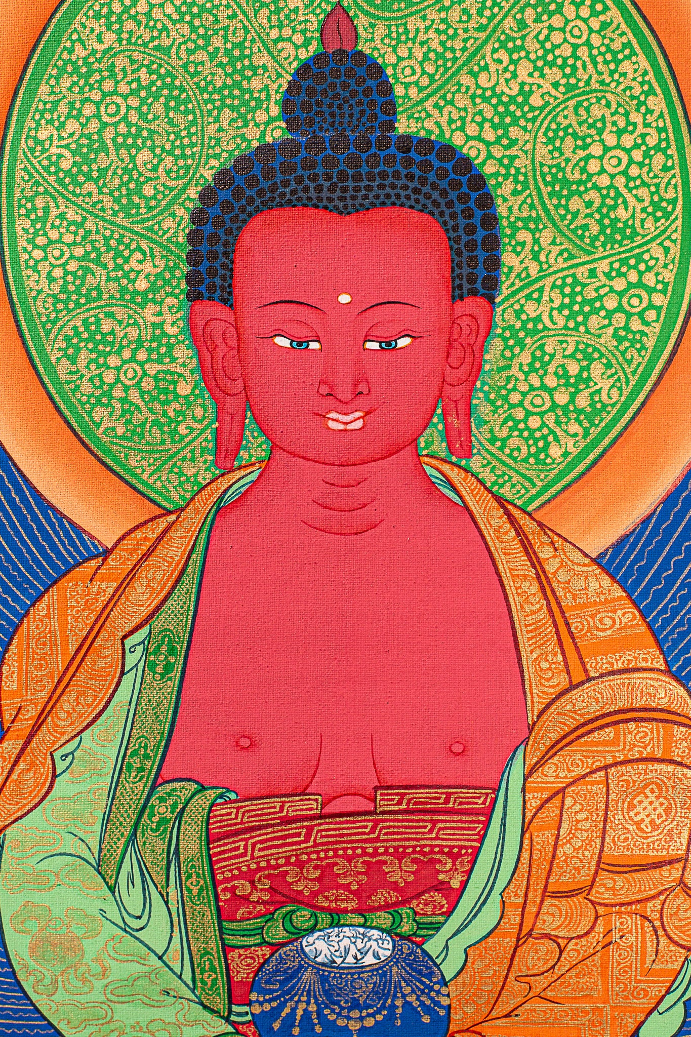 Amitabha Buddha Thangka Painting - A meditational Altar.