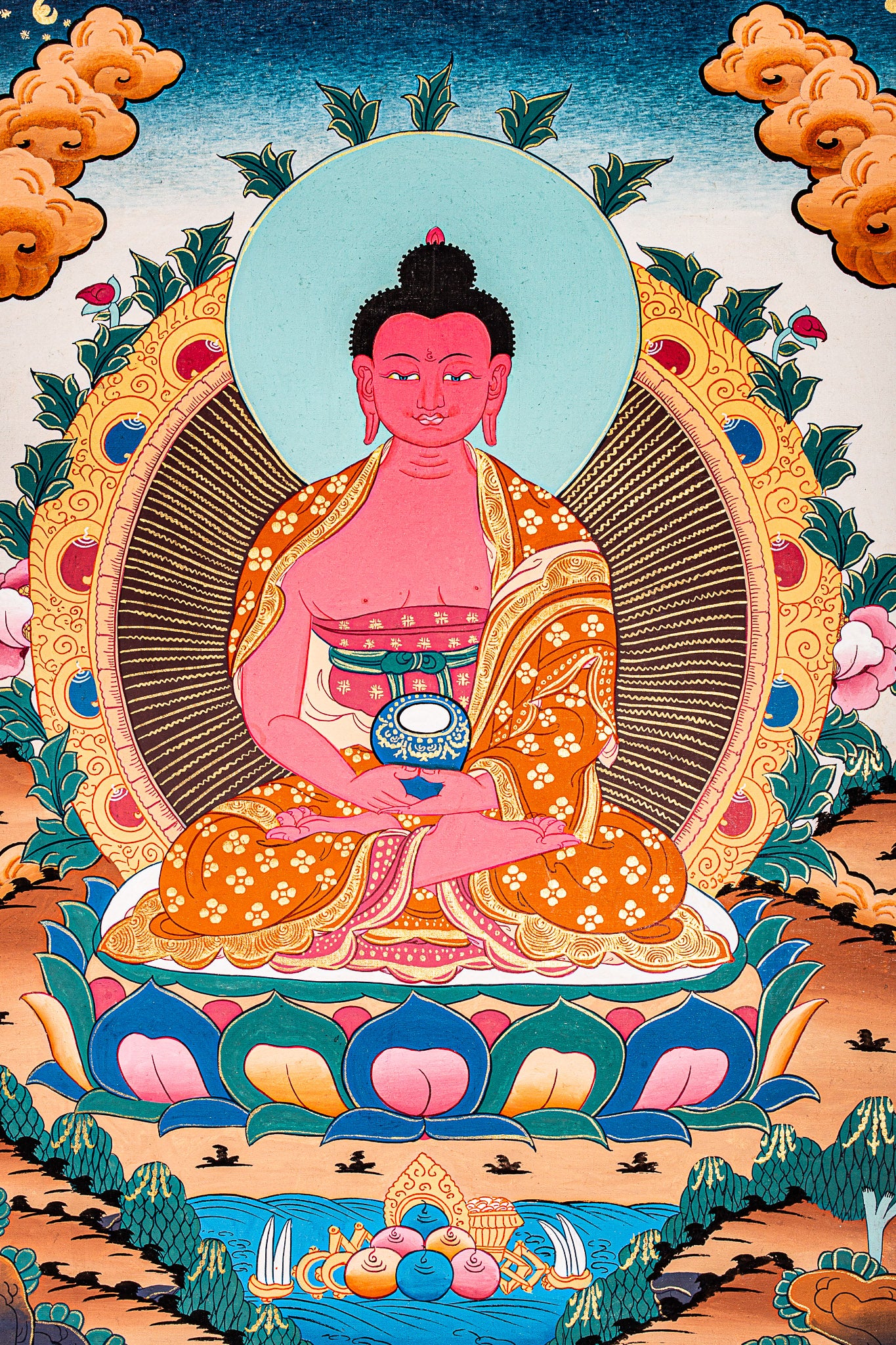 Amitabha Buddha Thangka Painting - A spiritual tool for Home Shrine