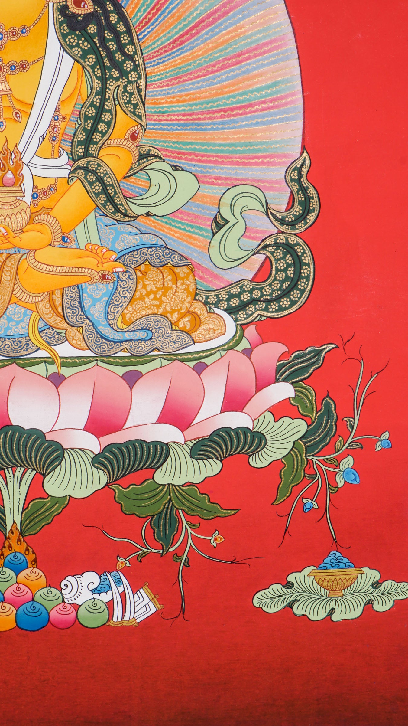 Crown buddha thangka representing profound wisdom and enlightened insight that overcomes worldly illusions.