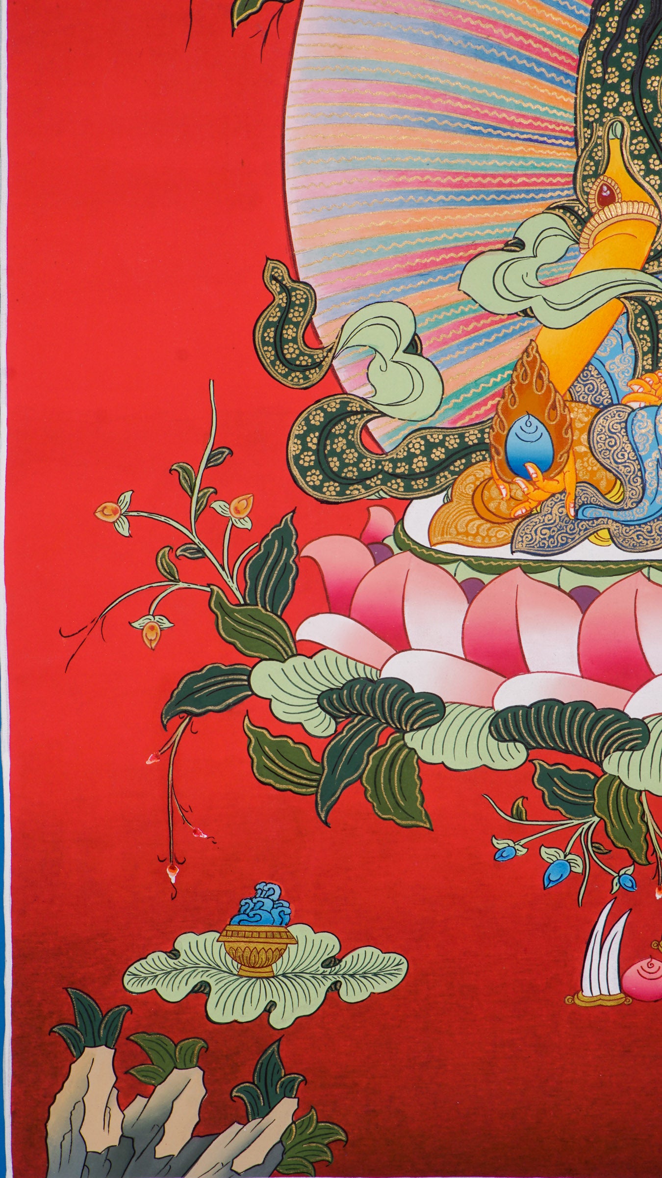 Crown buddha thangka representing profound wisdom and enlightened insight that overcomes worldly illusions.
