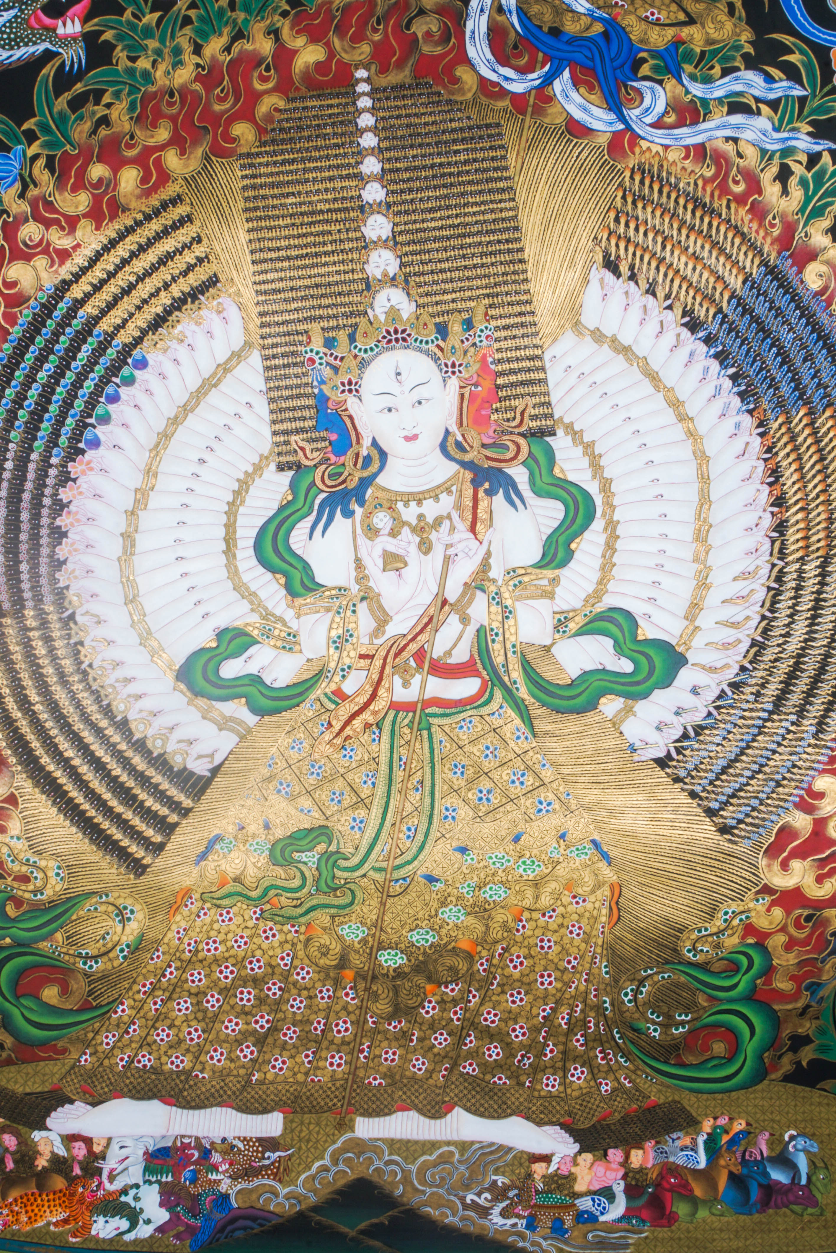 This genuine Dhukkar (Sitatapatra) Thangka, hand-painted with natural mineral pigments, embodies divine protection and spiritual awakening. A powerful addition to any sacred space, it invites Dhukkar’s blessings of wisdom, shielding, and inner peace.