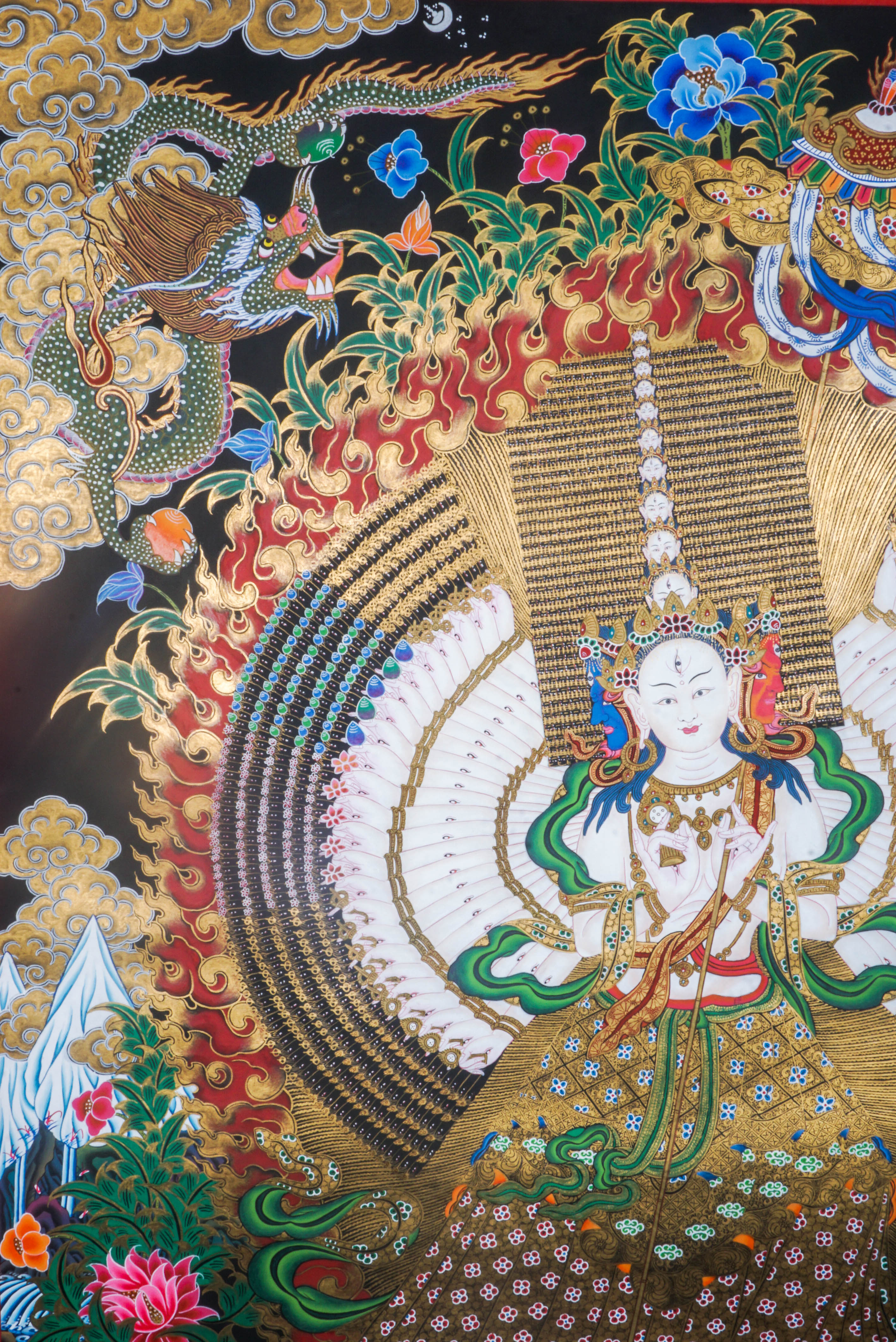 This genuine Dhukkar (Sitatapatra) Thangka, hand-painted with natural mineral pigments, embodies divine protection and spiritual awakening. A powerful addition to any sacred space, it invites Dhukkar’s blessings of wisdom, shielding, and inner peace.