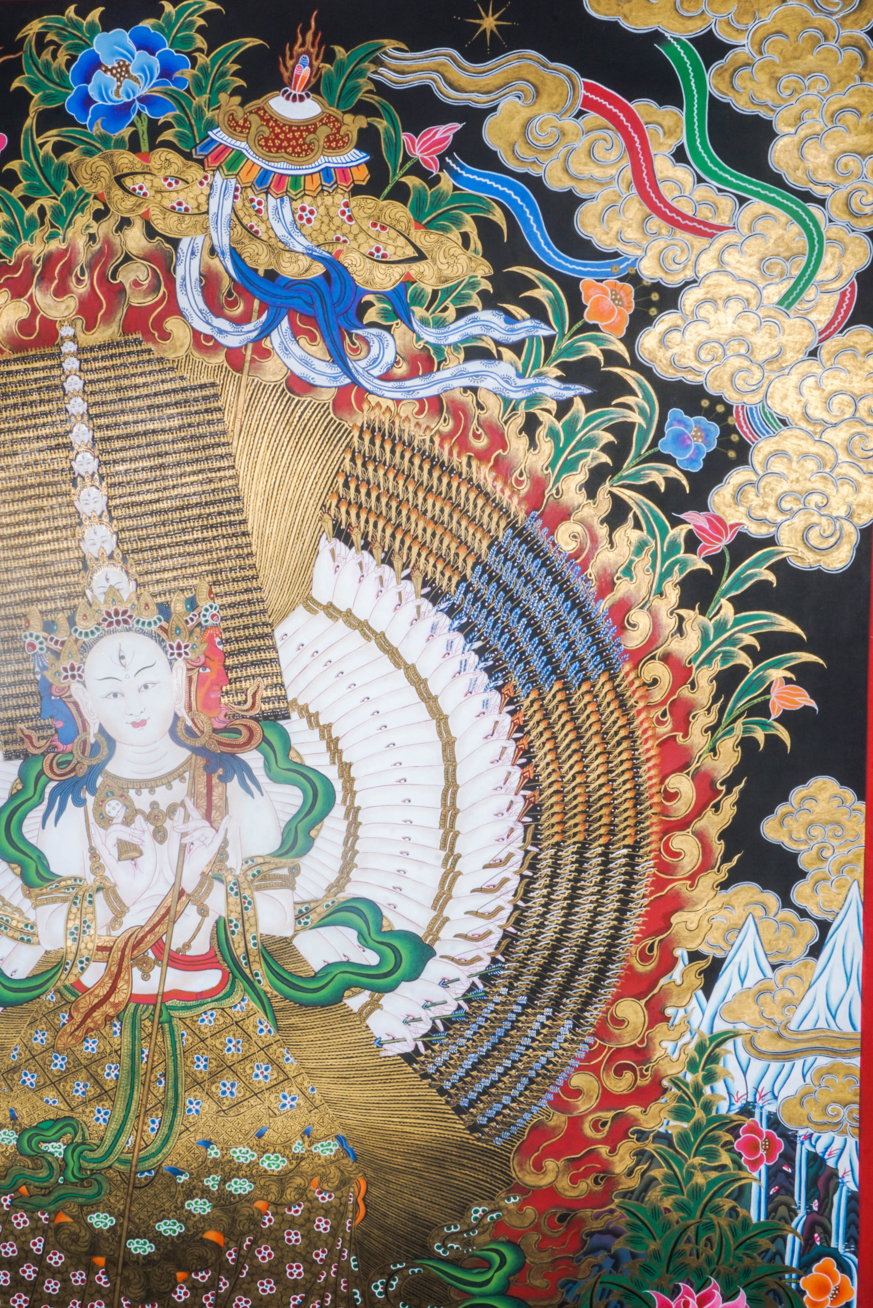 This genuine Dhukkar (Sitatapatra) Thangka, hand-painted with natural mineral pigments, embodies divine protection and spiritual awakening. A powerful addition to any sacred space, it invites Dhukkar’s blessings of wisdom, shielding, and inner peace.