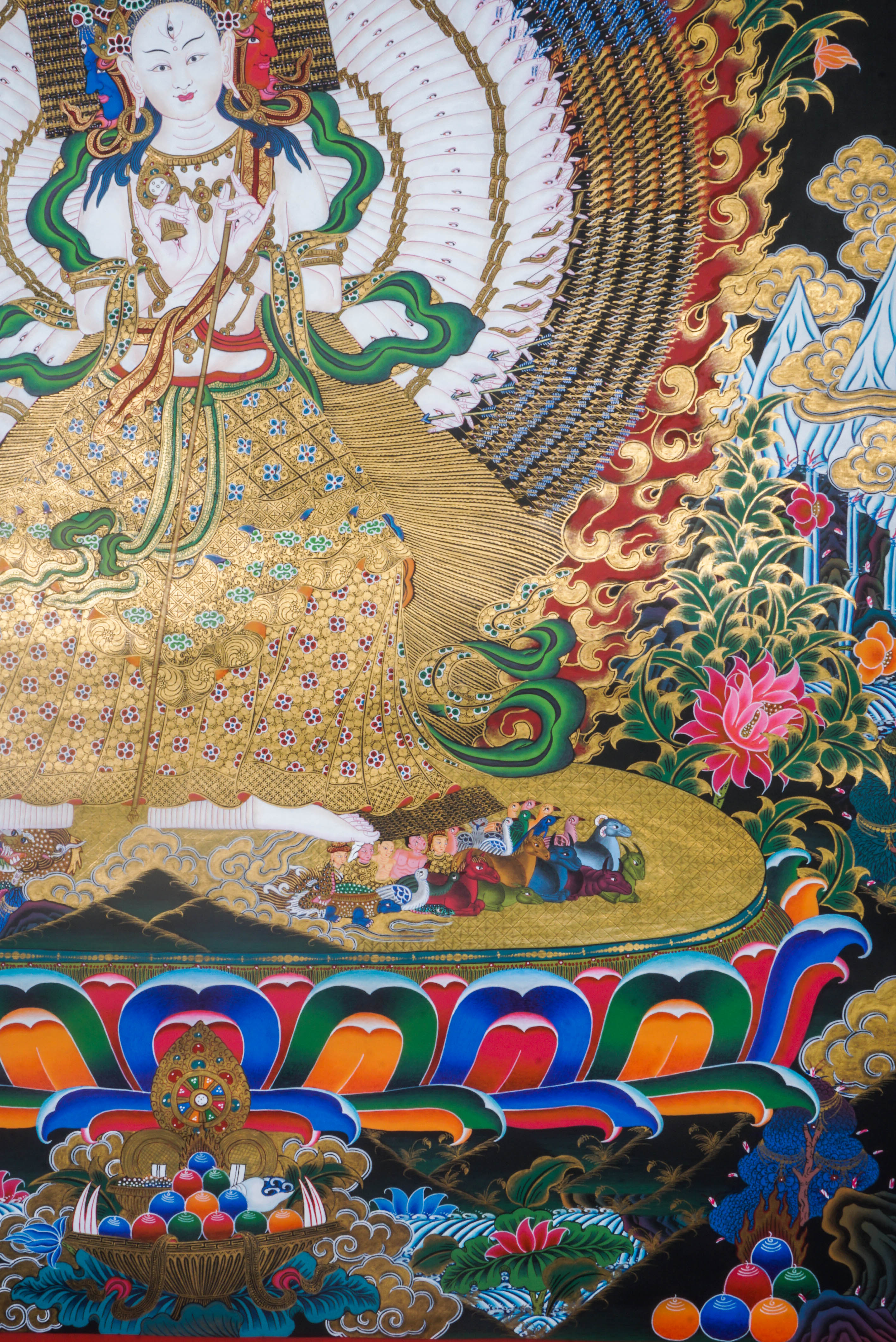 This genuine Dhukkar (Sitatapatra) Thangka, hand-painted with natural mineral pigments, embodies divine protection and spiritual awakening. A powerful addition to any sacred space, it invites Dhukkar’s blessings of wisdom, shielding, and inner peace.