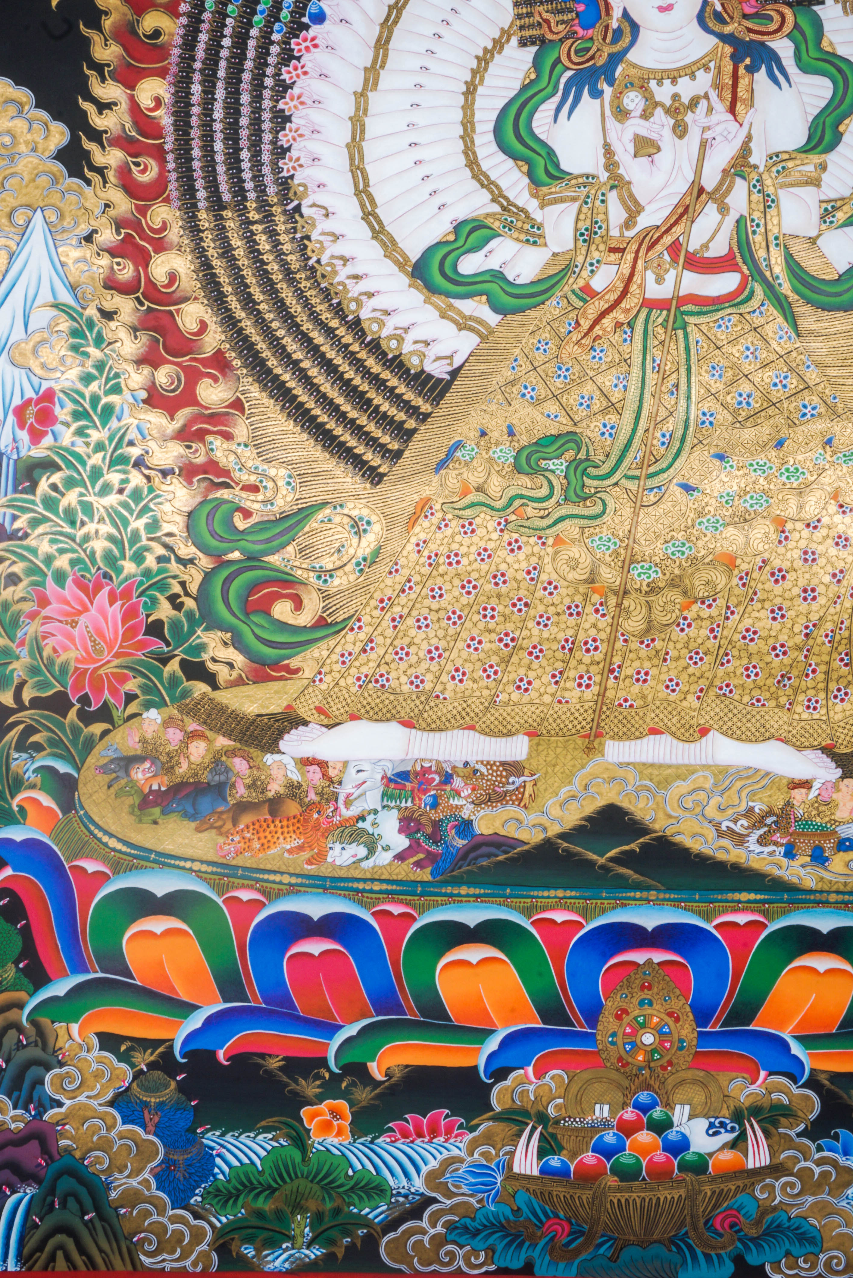 This genuine Dhukkar (Sitatapatra) Thangka, hand-painted with natural mineral pigments, embodies divine protection and spiritual awakening. A powerful addition to any sacred space, it invites Dhukkar’s blessings of wisdom, shielding, and inner peace.