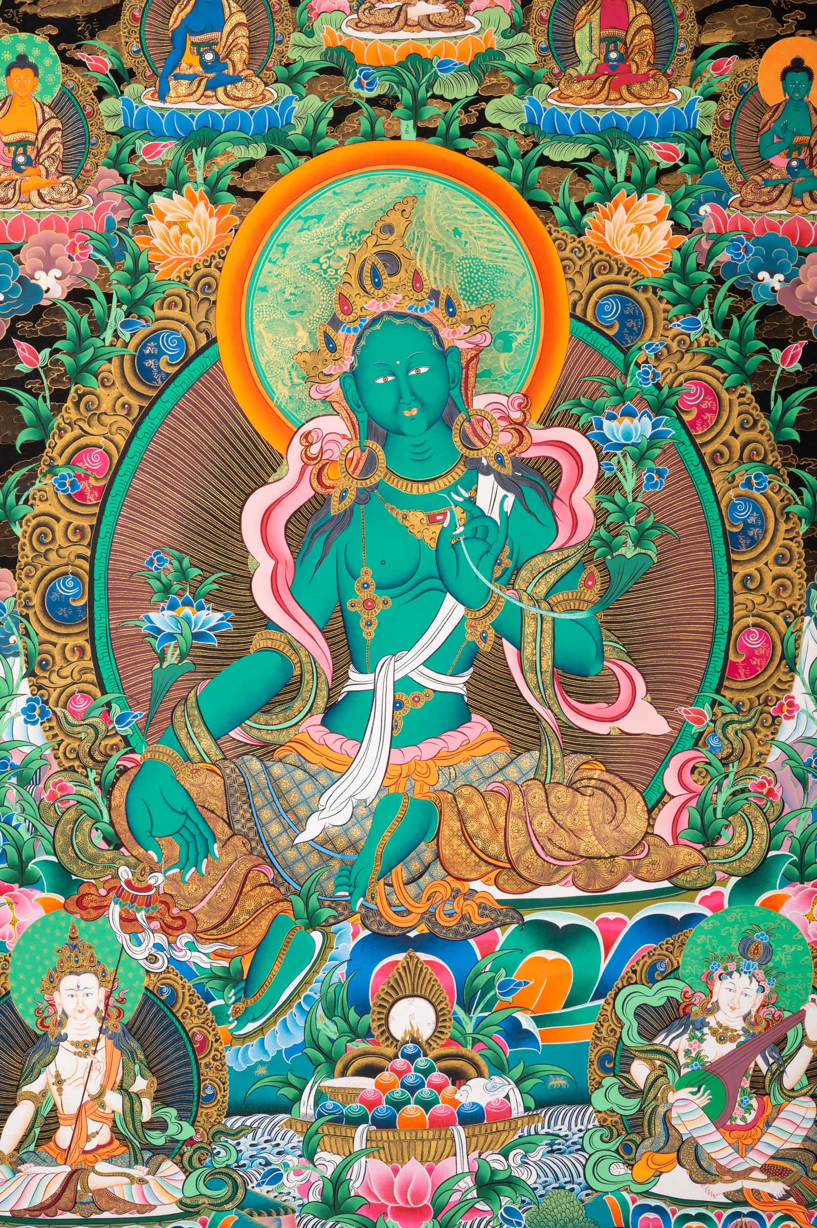 Green Tara Thangka - a hand-painted sacred artwork