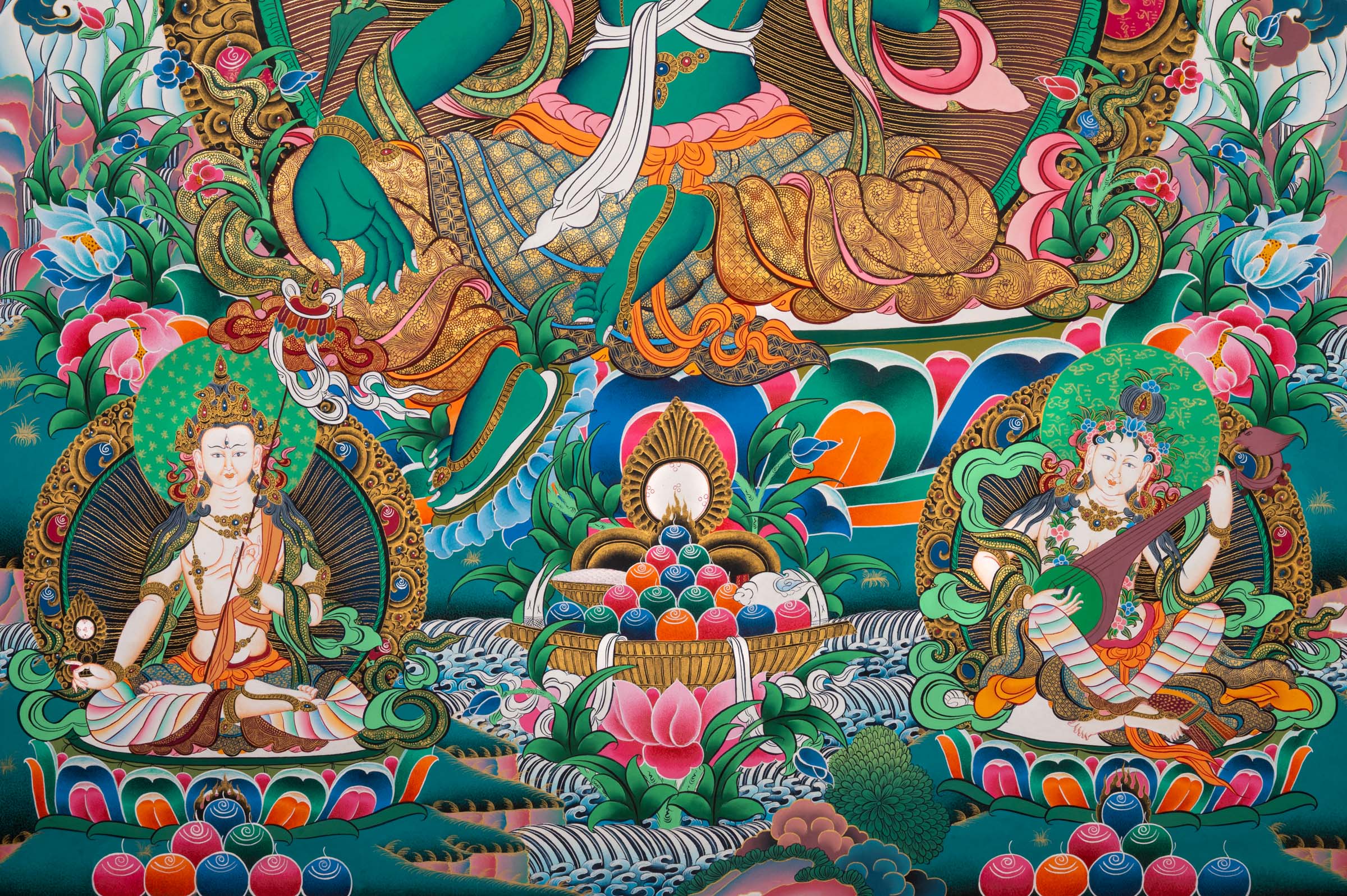 Green Tara Thangka - a hand-painted sacred artwork