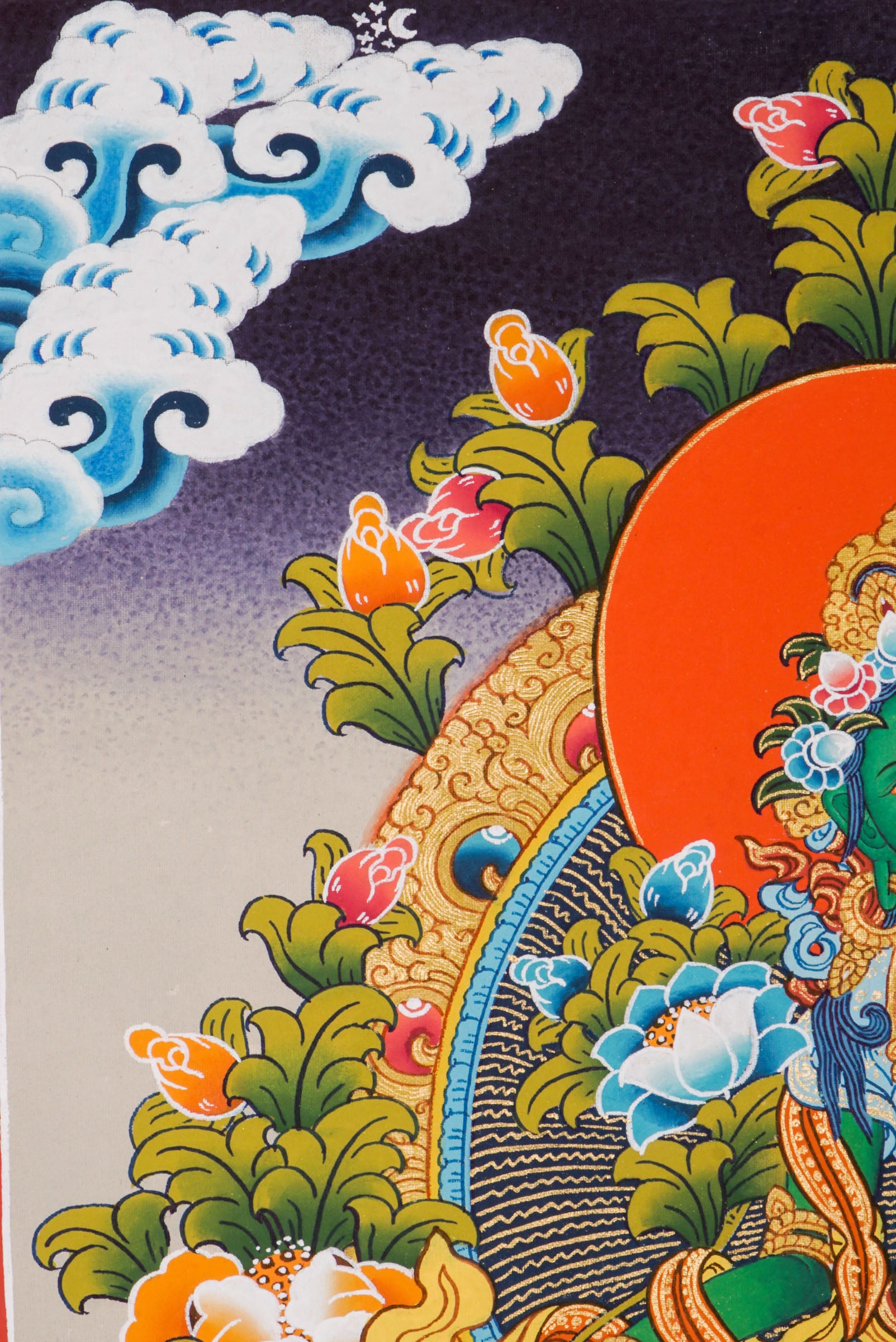 This genuine Tibetan Green Tara Thangka, hand-painted with natural pigments, embodies compassion and swift protection—ideal for inviting healing energy and abundance into your sacred space.
