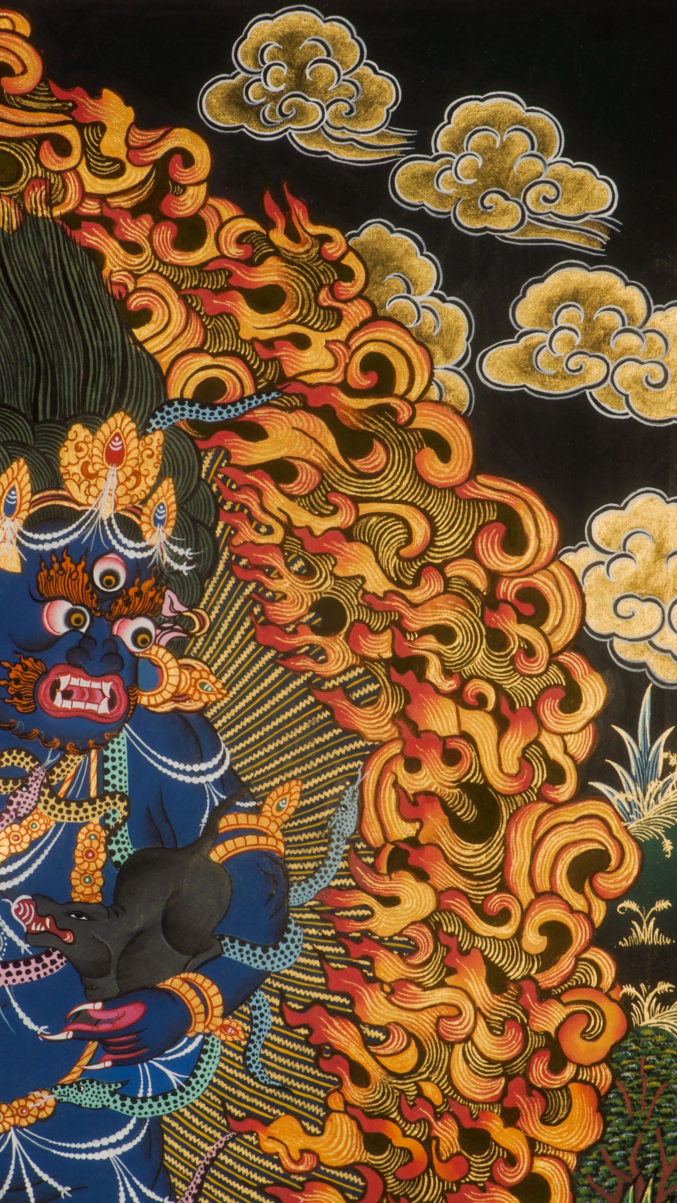 Black Zambala Thangka is a genuine Tibetan Buddhist artwork known for attracting wealth and removing obstacles. This traditional thangka symbolizes protection, prosperity, and spiritual strength. Ideal for meditation or sacred space.