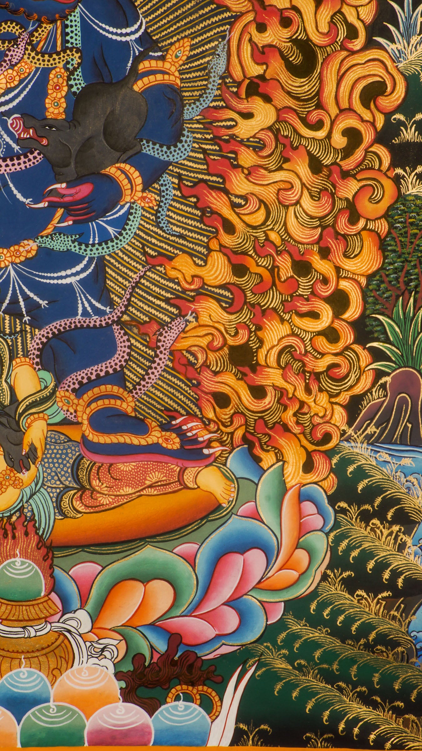 Black Zambala Thangka is a genuine Tibetan Buddhist artwork known for attracting wealth and removing obstacles. This traditional thangka symbolizes protection, prosperity, and spiritual strength. Ideal for meditation or sacred space.