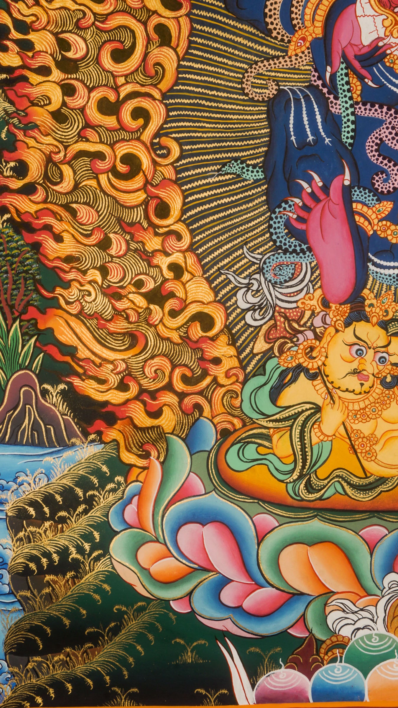 Black Zambala Thangka is a genuine Tibetan Buddhist artwork known for attracting wealth and removing obstacles. This traditional thangka symbolizes protection, prosperity, and spiritual strength. Ideal for meditation or sacred space.