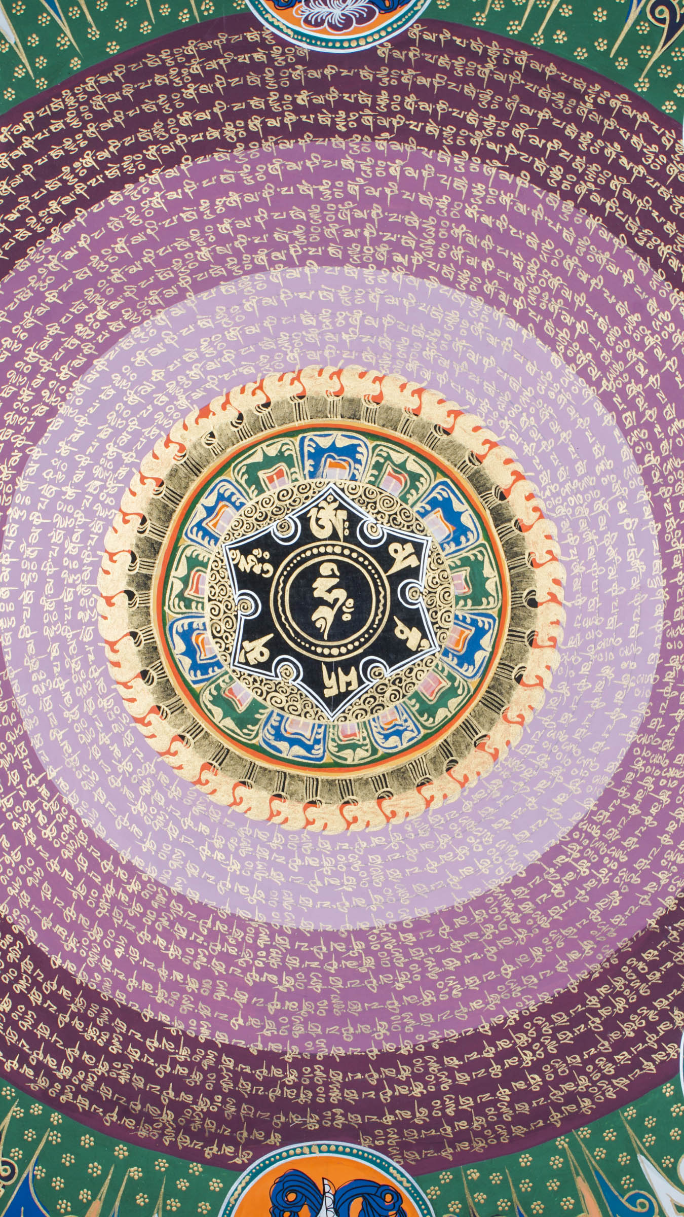 The Mantra Mandala Thangka blends sacred geometry and mantras like "Om Mani Padme Hum" to support meditation, balance, and spiritual growth. Hand-painted by skilled artisans, it brings peace and positive energy to your space.