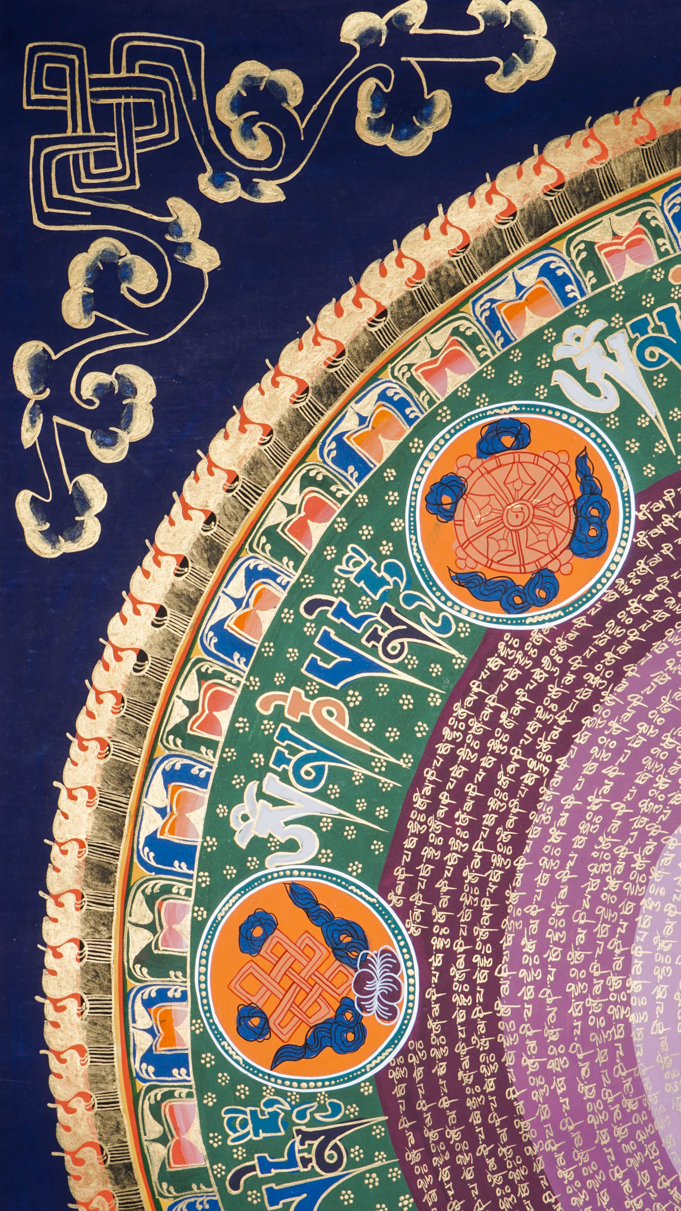 The Mantra Mandala Thangka blends sacred geometry and mantras like "Om Mani Padme Hum" to support meditation, balance, and spiritual growth. Hand-painted by skilled artisans, it brings peace and positive energy to your space.