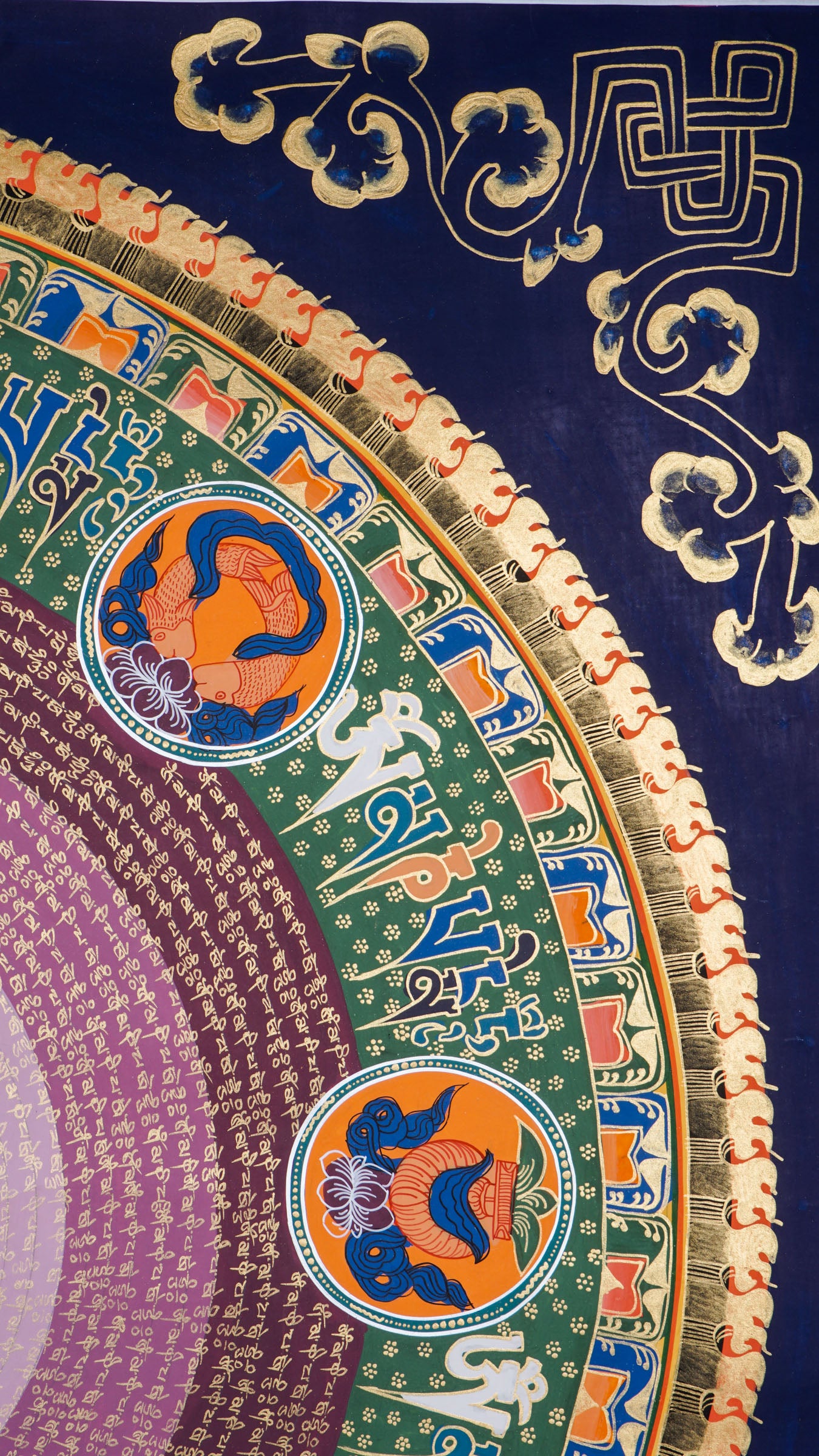 The Mantra Mandala Thangka blends sacred geometry and mantras like "Om Mani Padme Hum" to support meditation, balance, and spiritual growth. Hand-painted by skilled artisans, it brings peace and positive energy to your space.