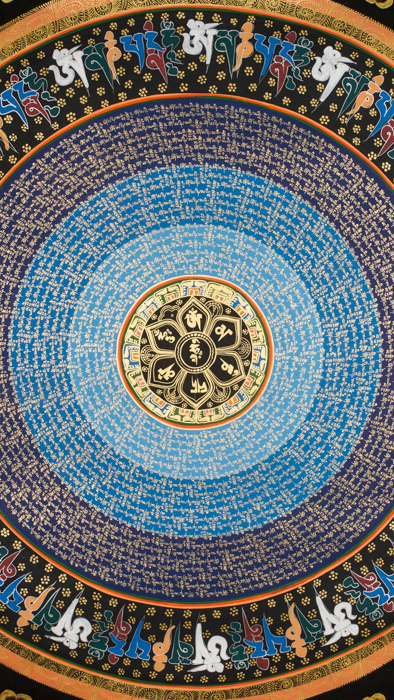 Enhance your space with a genuine Tibetan Mantra Mandala Thangka, a sacred Buddhist painting designed to inspire mindfulness and inner peace. Handcrafted with spiritual symbolism and mantras like "Om Mani Padme Hum," it promotes meditation, balance, and personal growth.