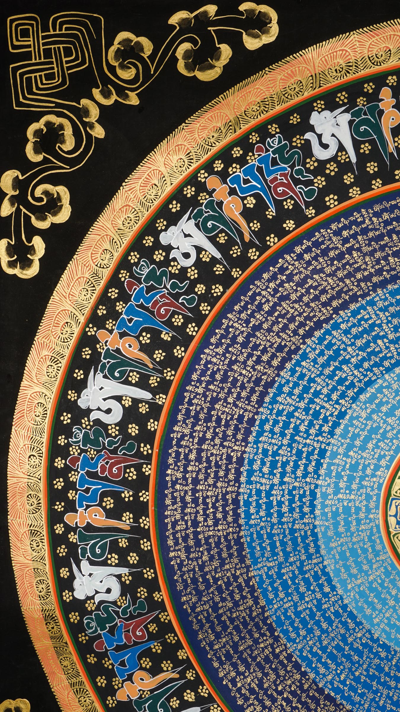 Enhance your space with a genuine Tibetan Mantra Mandala Thangka, a sacred Buddhist painting designed to inspire mindfulness and inner peace. Handcrafted with spiritual symbolism and mantras like "Om Mani Padme Hum," it promotes meditation, balance, and personal growth.