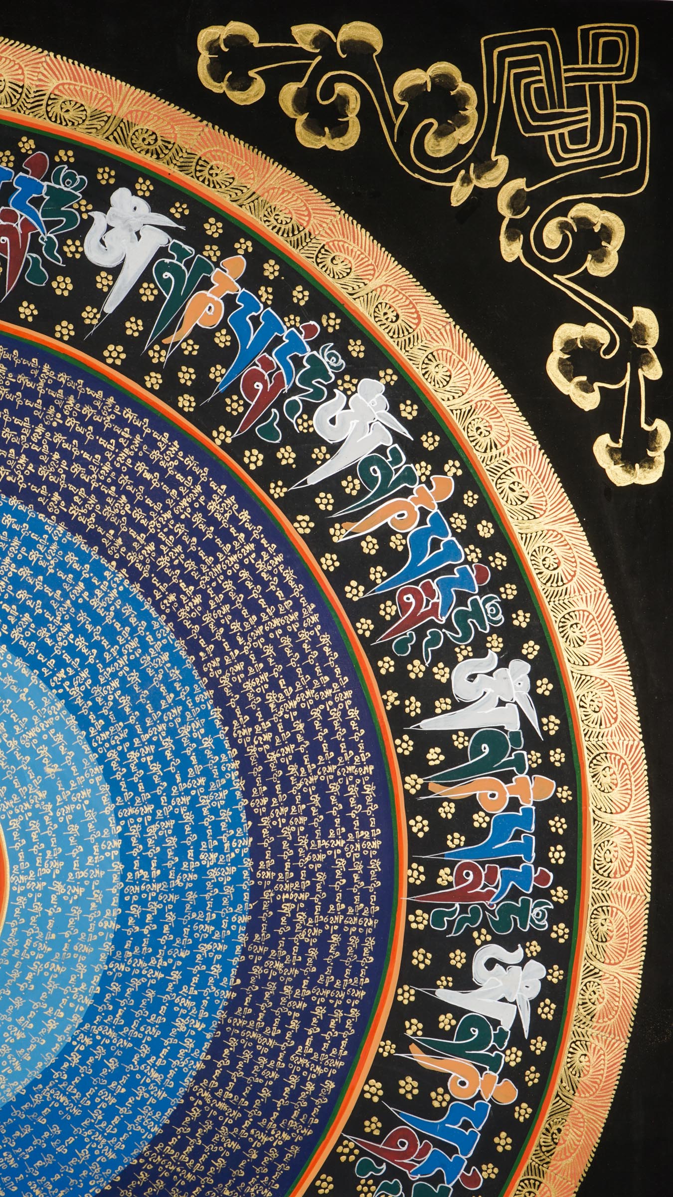 Enhance your space with a genuine Tibetan Mantra Mandala Thangka, a sacred Buddhist painting designed to inspire mindfulness and inner peace. Handcrafted with spiritual symbolism and mantras like "Om Mani Padme Hum," it promotes meditation, balance, and personal growth.