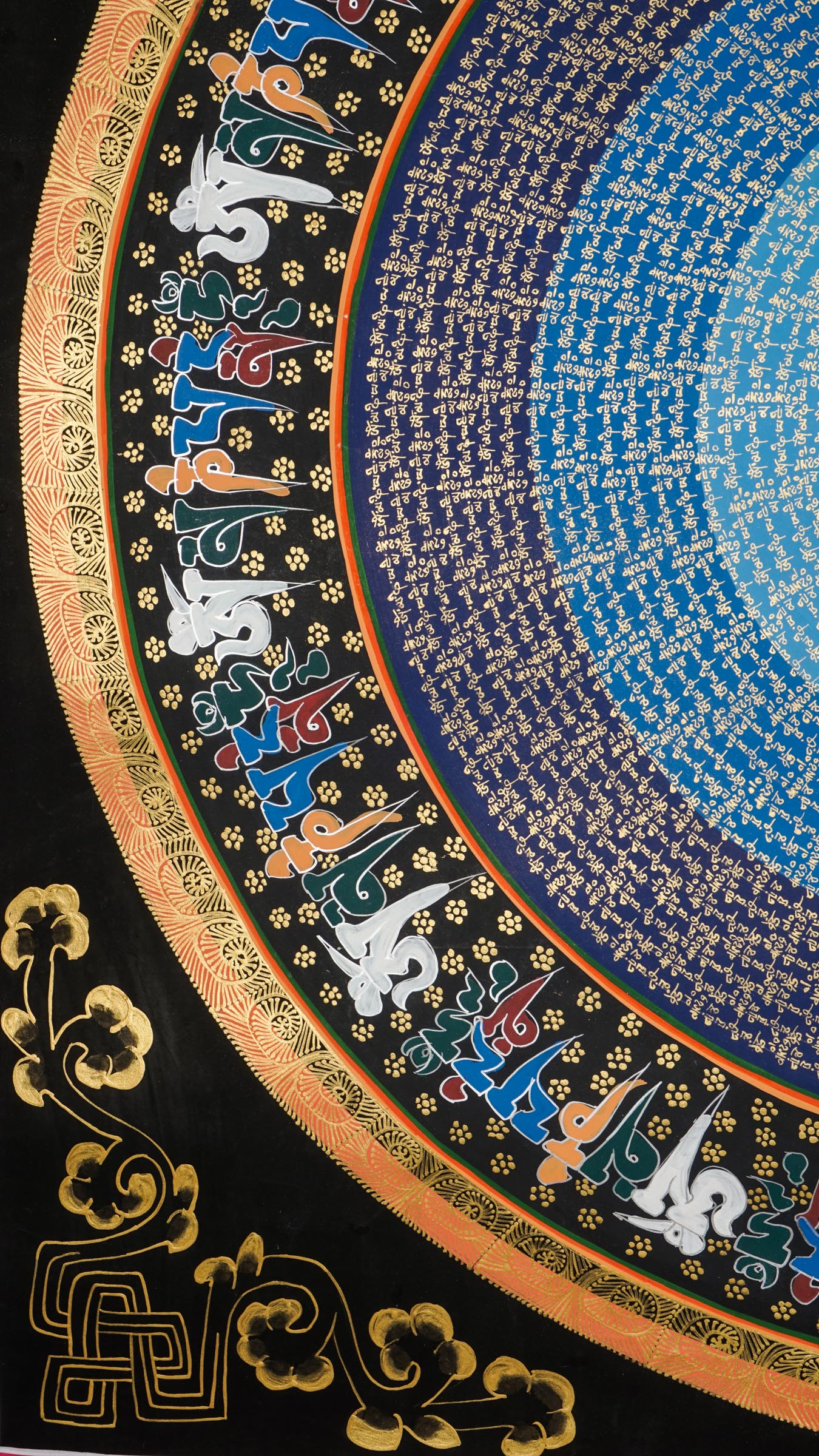 Enhance your space with a genuine Tibetan Mantra Mandala Thangka, a sacred Buddhist painting designed to inspire mindfulness and inner peace. Handcrafted with spiritual symbolism and mantras like "Om Mani Padme Hum," it promotes meditation, balance, and personal growth.