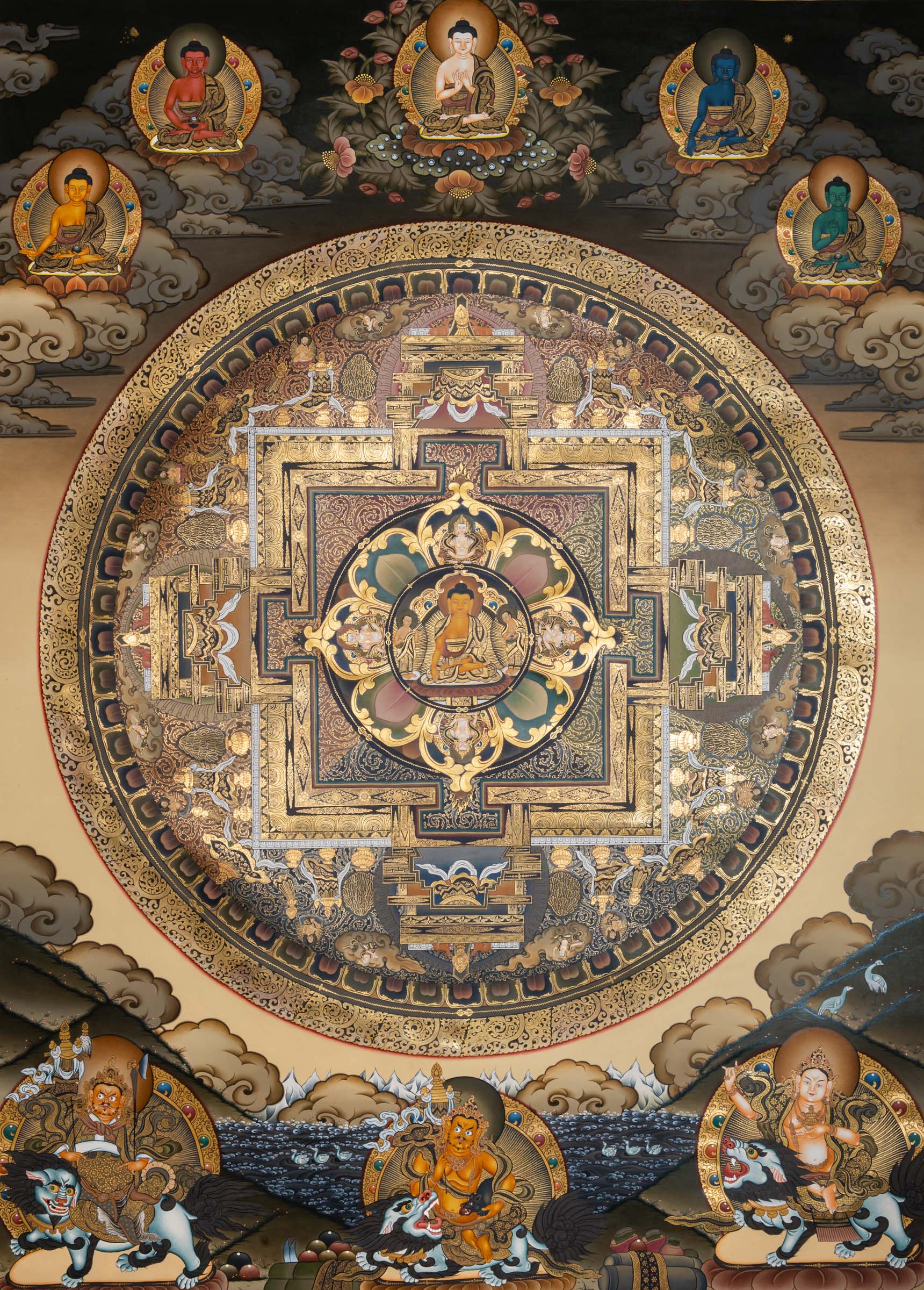 Bring calm and clarity into your space with this exclusive Gautam Buddha Mandala Thangka. Surrounded by sacred deities, it offers balance, focus, and timeless beauty.